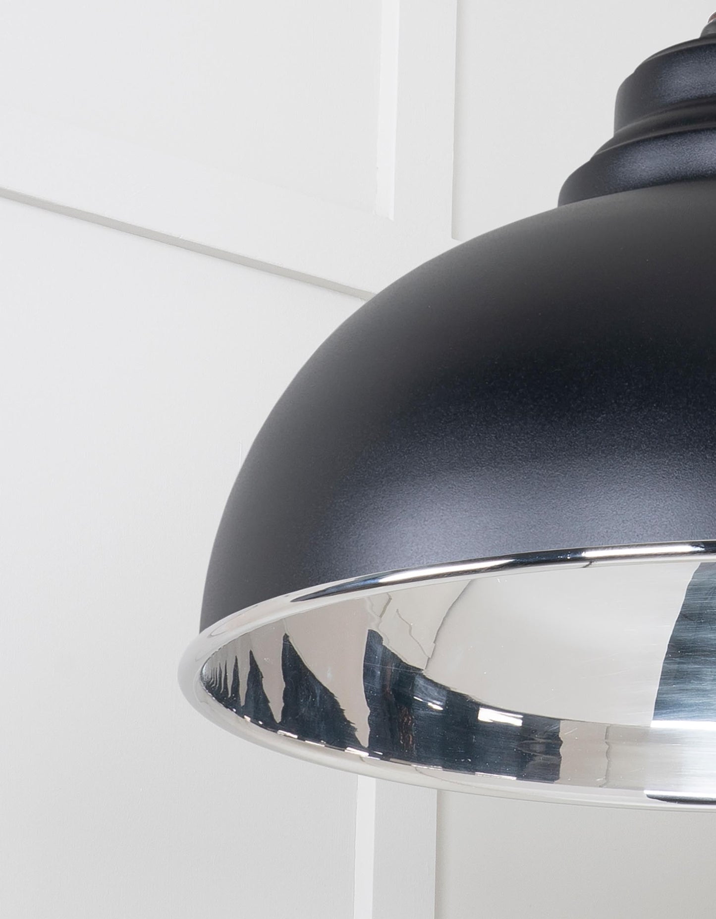 Smooth Nickel Harborne Pendant Light Elan Black, Detailed close up view of pendant.
