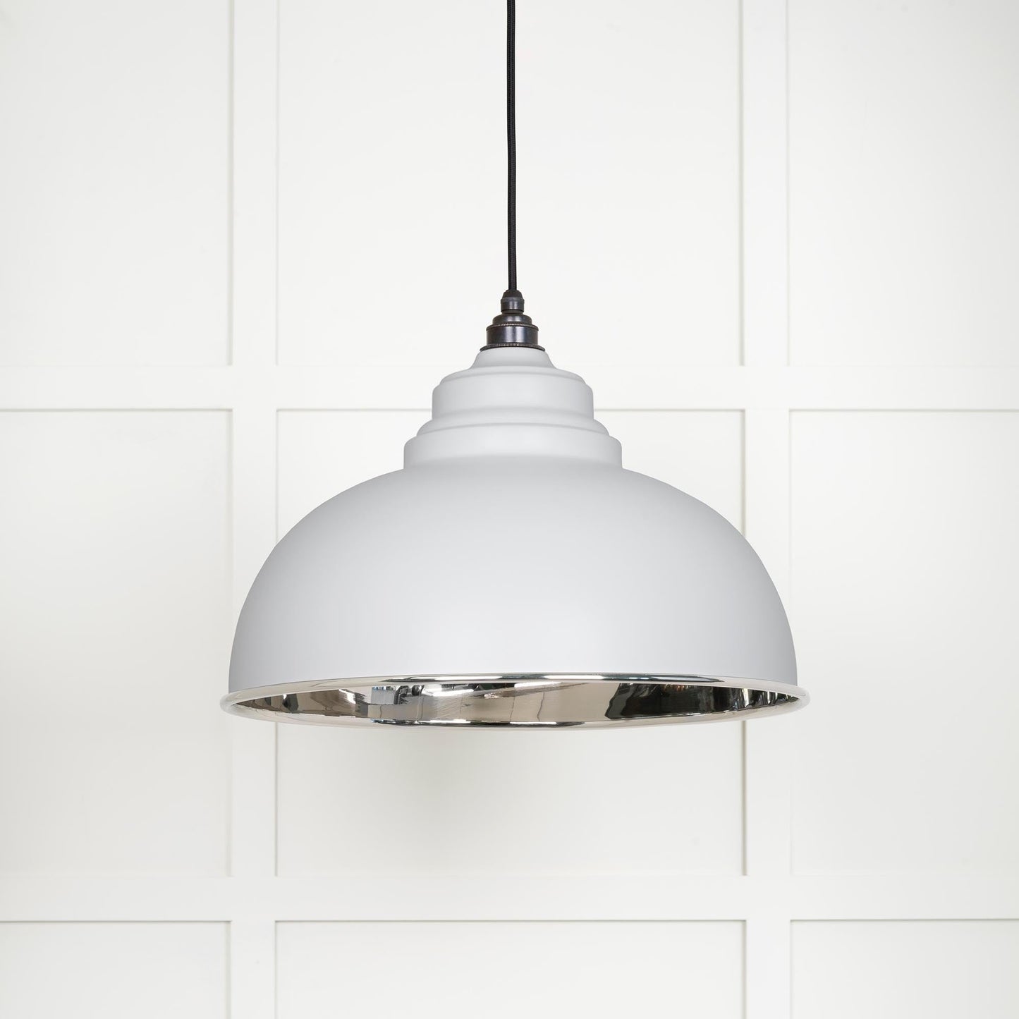 Smooth Nickel Harborne Pendant Light Flock, Front Side.