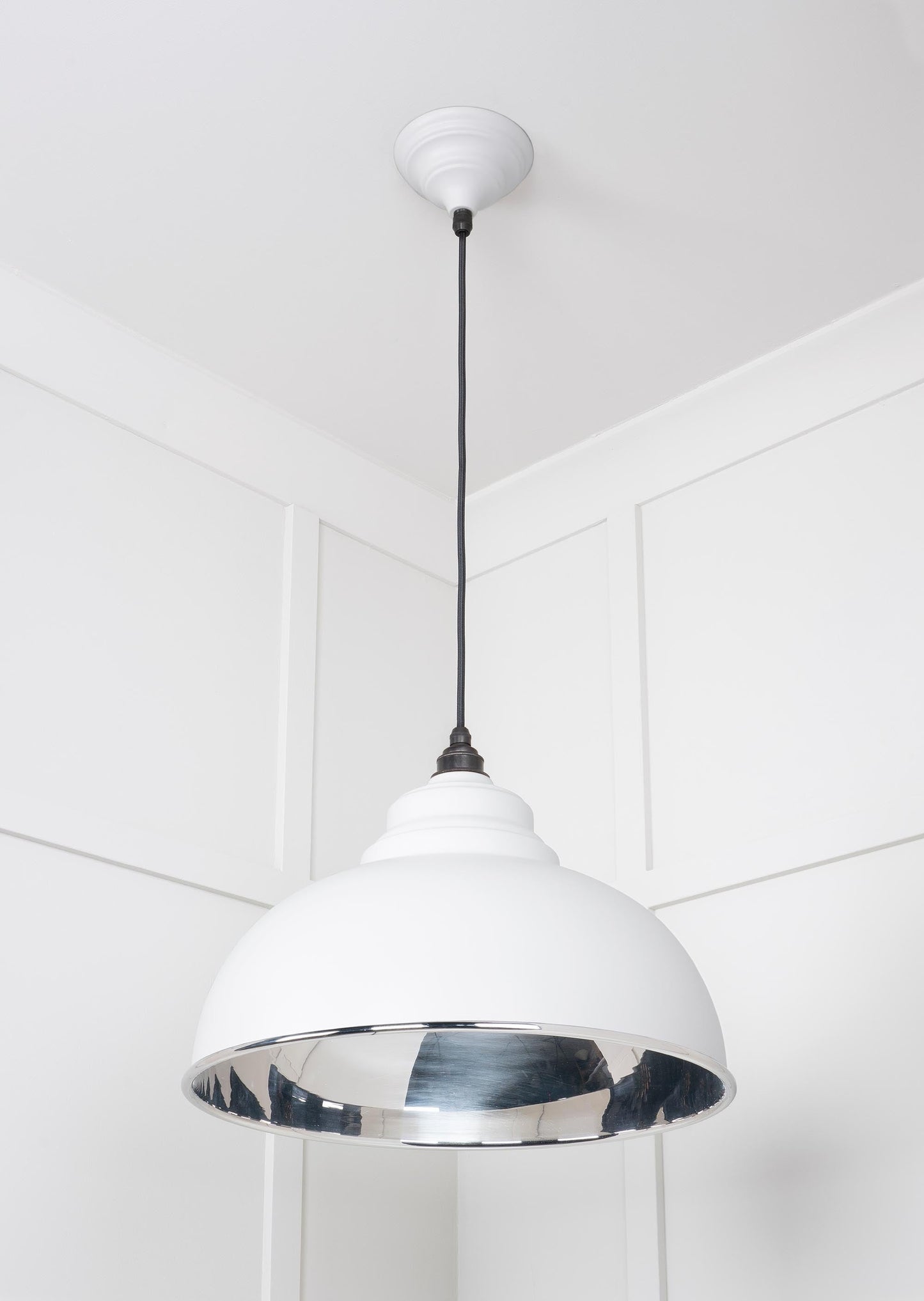 Smooth Nickel Harborne Pendant Light Flock, Underside.