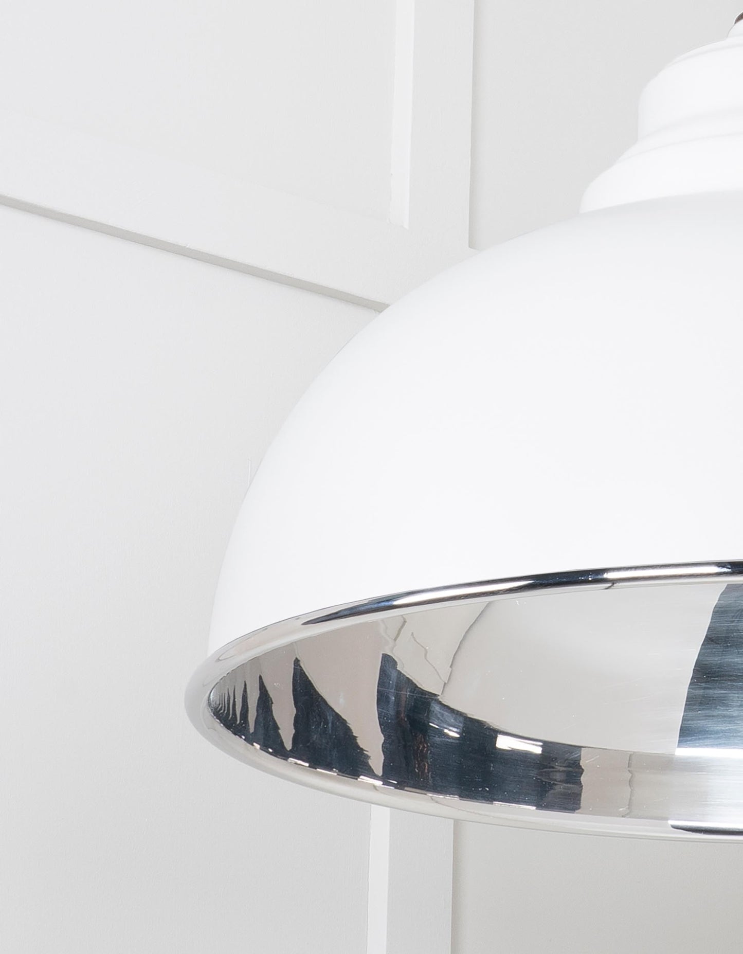 Smooth Nickel Harborne Pendant Light Flock, Detailed close up view of pendant.