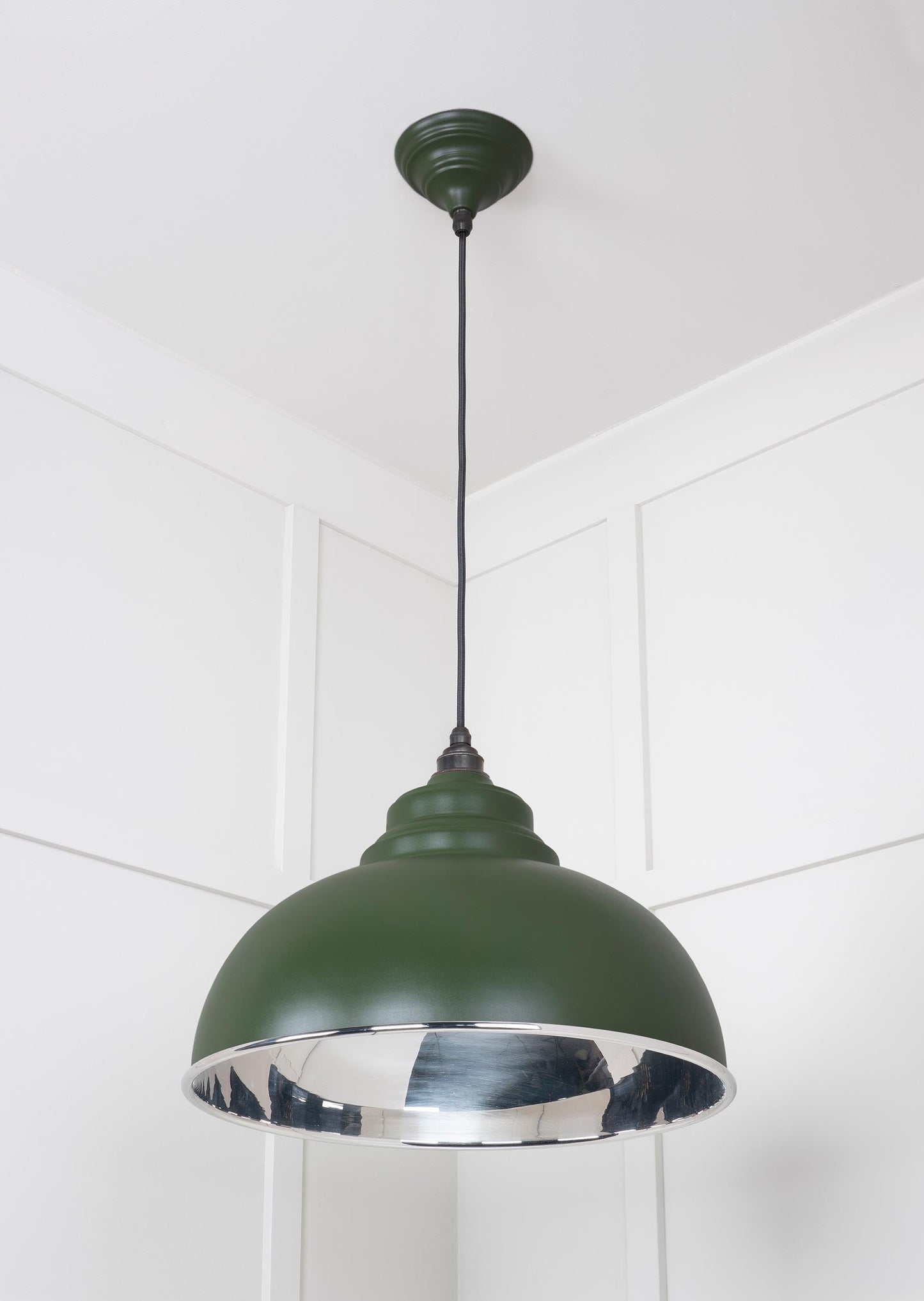 Smooth Nickel Harborne Pendant Light Heath, Underside.
