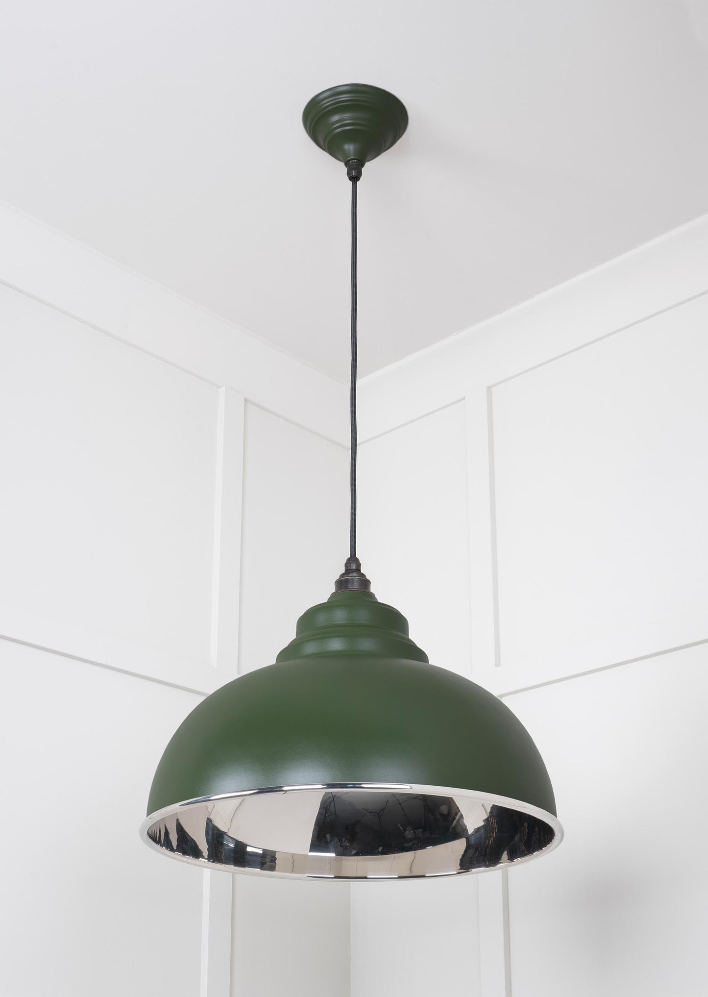 Smooth Nickel Harborne Pendant Light Heath, Underside.