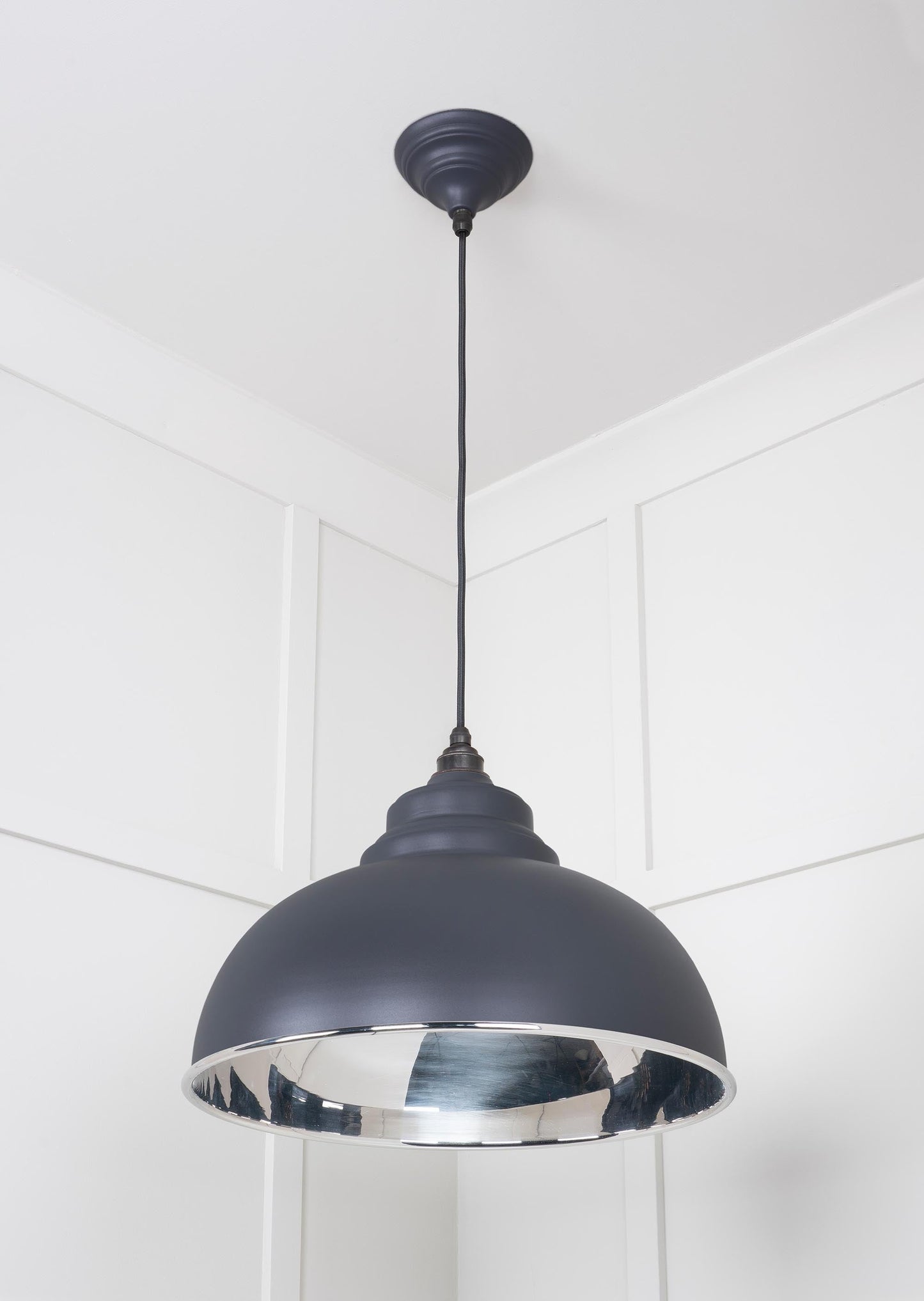 Smooth Nickel Harborne Pendant Light Slate, Underside.