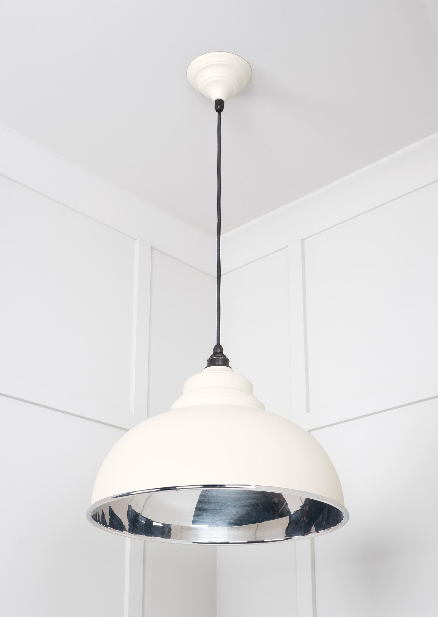 Smooth Nickel Harborne Pendant Light Teasel, Underside.