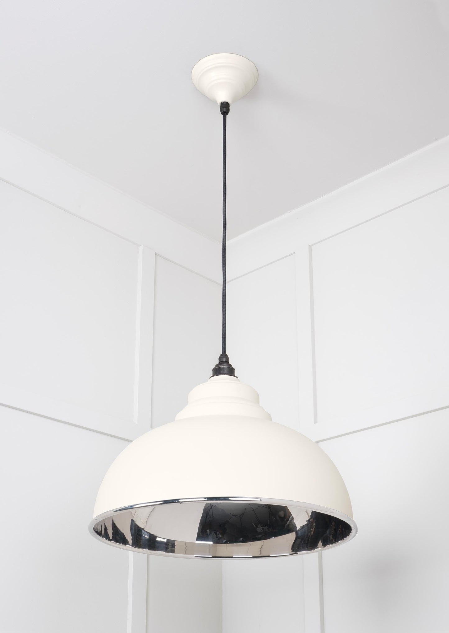 Smooth Nickel Harborne Pendant Light Teasel, Underside.
