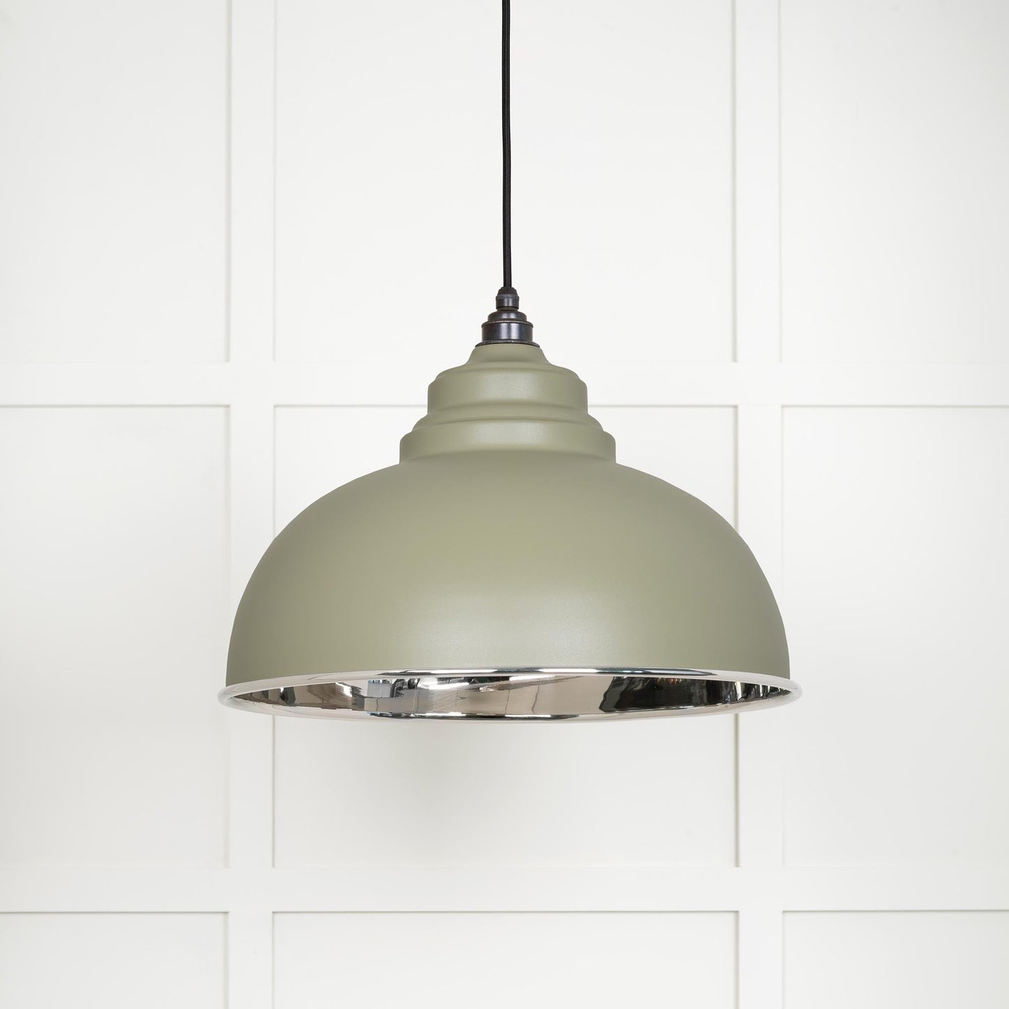 Smooth Nickel Harborne Pendant Light Tump, Front Side.