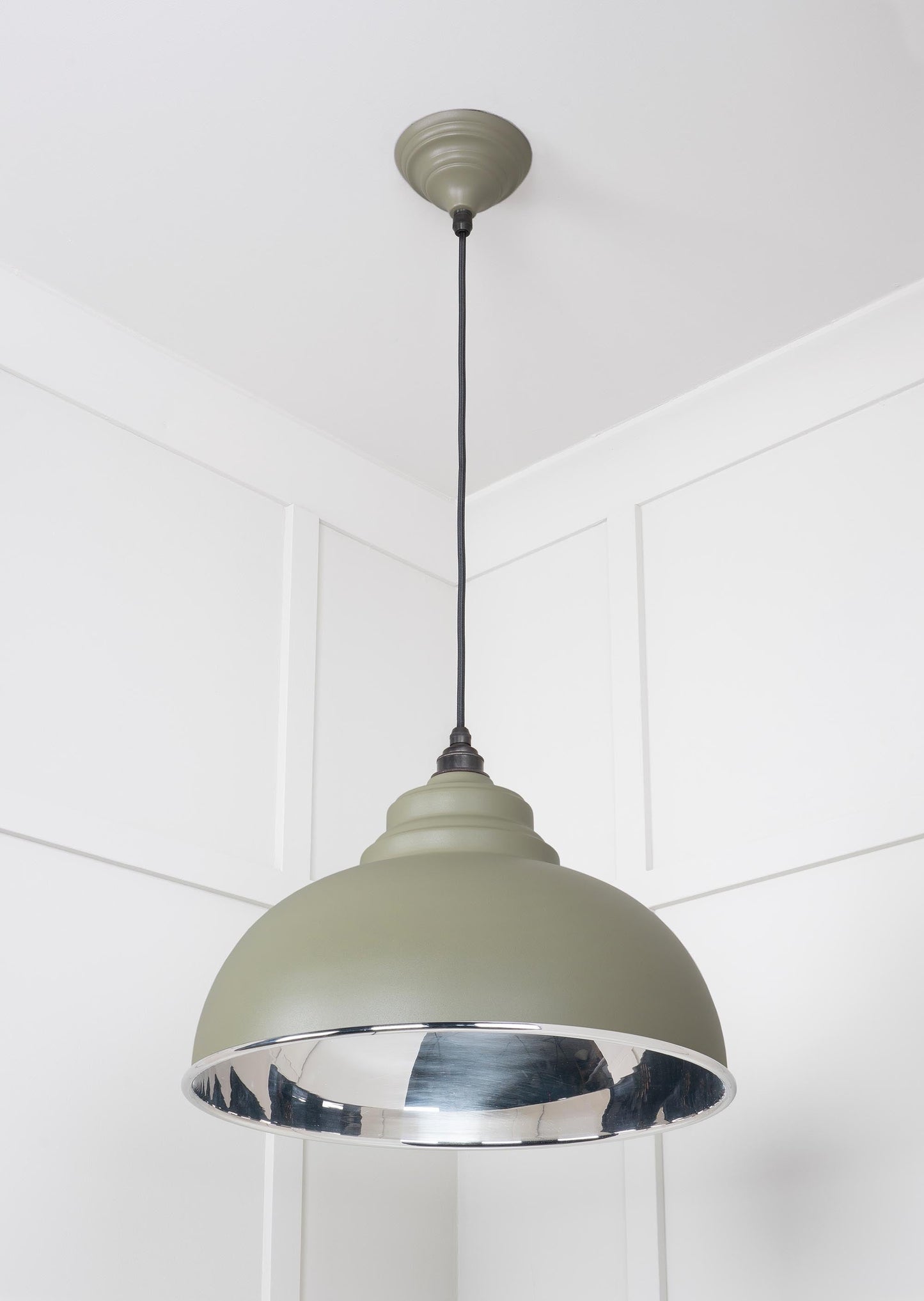 Smooth Nickel Harborne Pendant Light Tump, Underside.