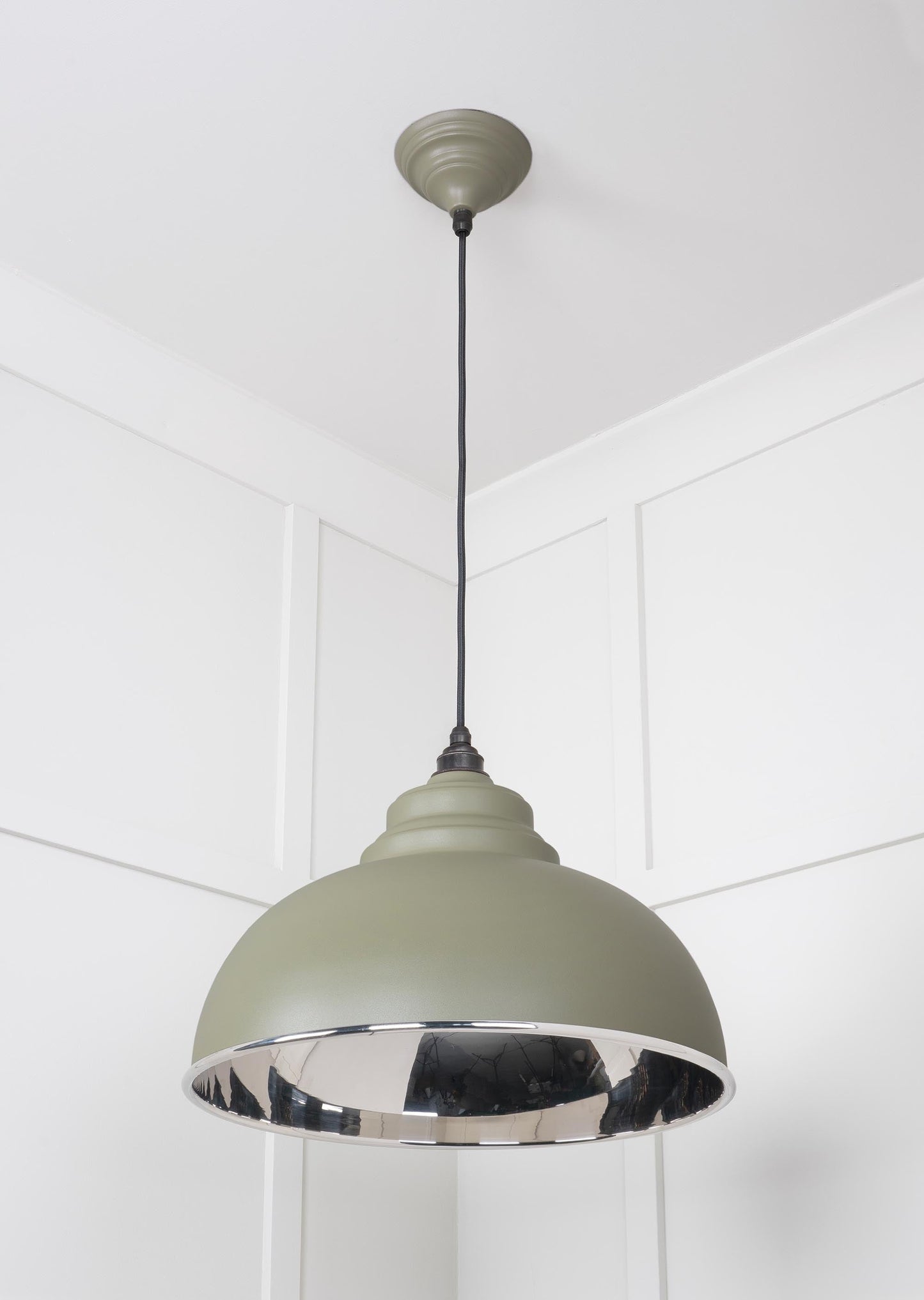 Smooth Nickel Harborne Pendant Light Tump, Underside.
