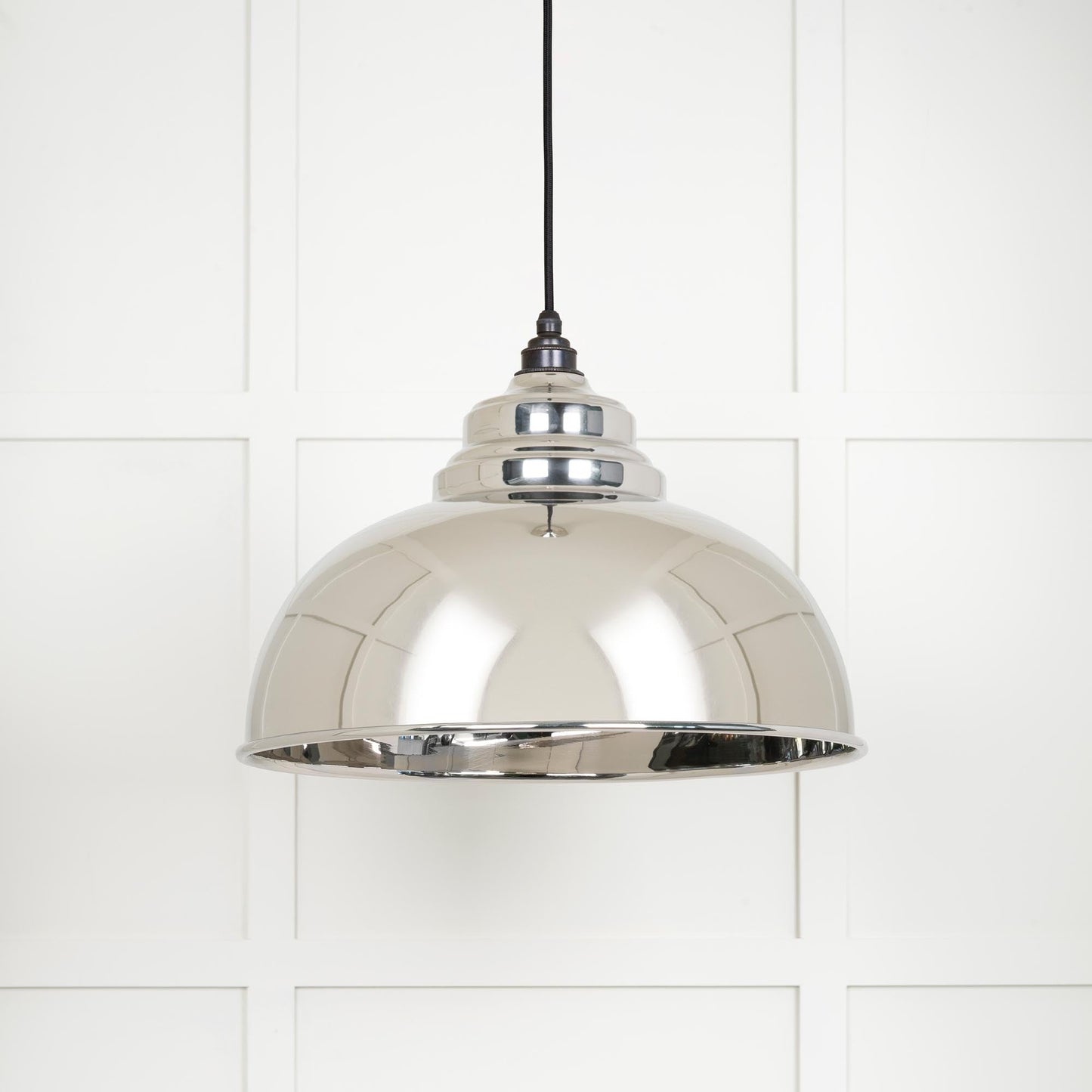 Smooth Nickel Harborne Pendant Light Nickel, Front Side.