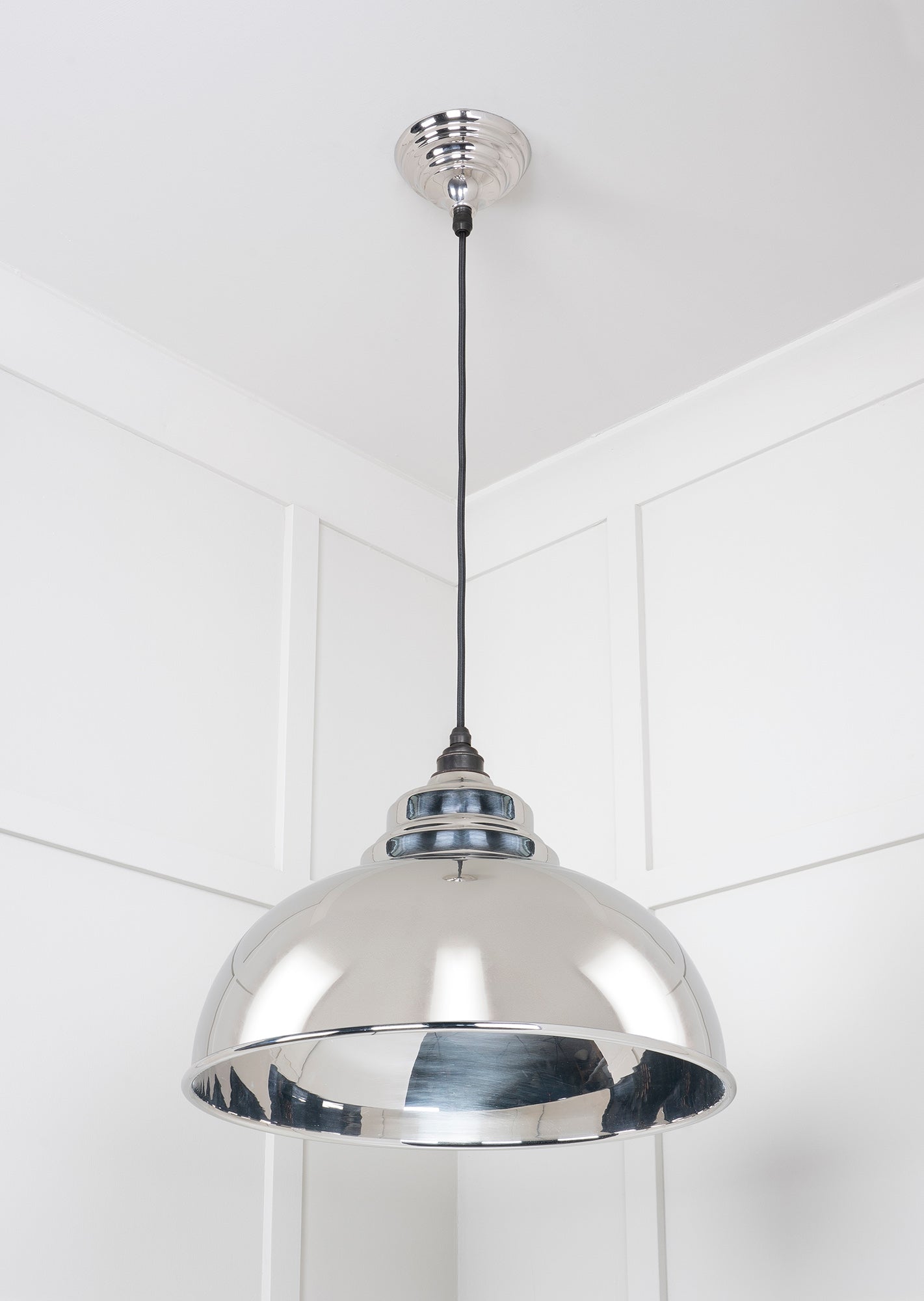 Smooth Nickel Harborne Pendant Light Nickel, Underside.
