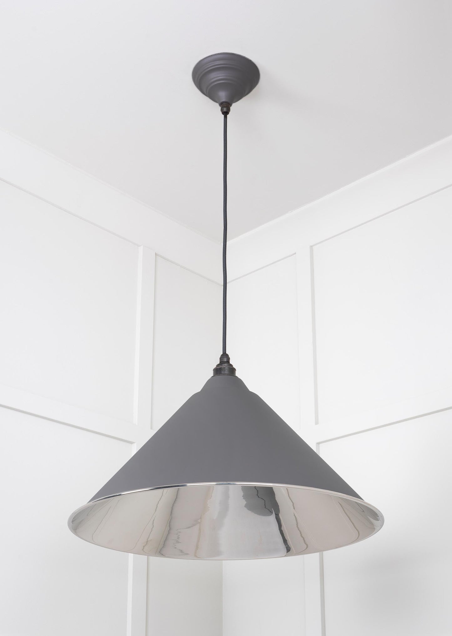 Smooth Nickel Hockley Pendant Light Bluff, Underside.