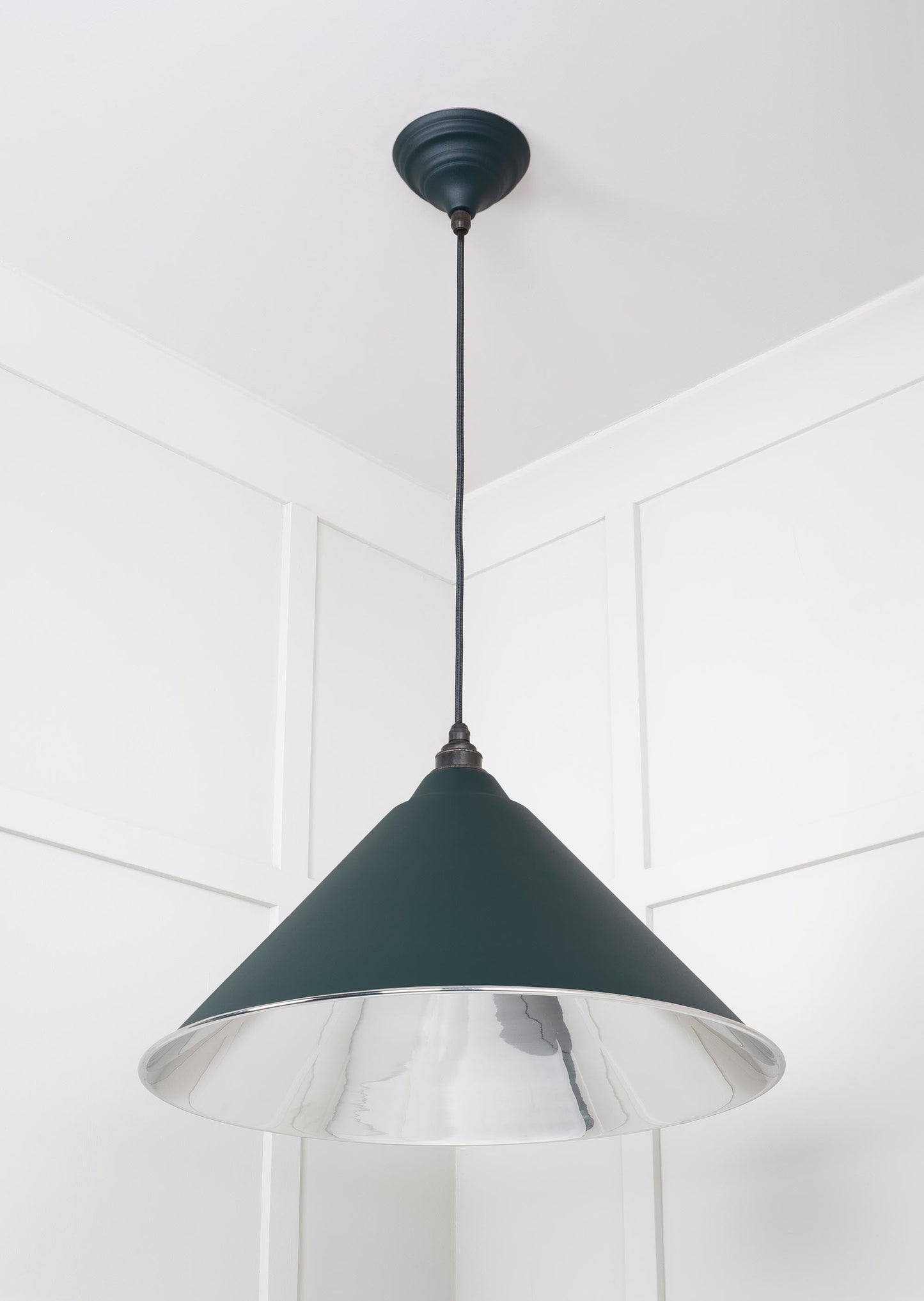Smooth Nickel Hockley Pendant Light Dingle, Underside.