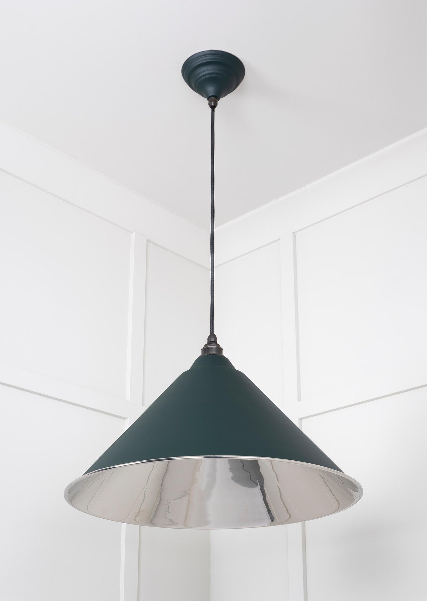 Smooth Nickel Hockley Pendant Light Dingle, Underside.