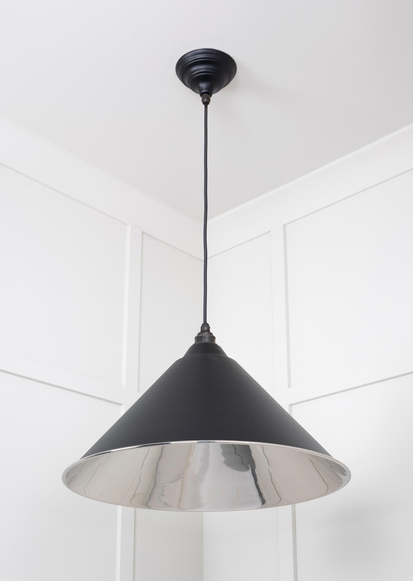 Smooth Nickel Hockley Pendant Light Elan Black, Underside.