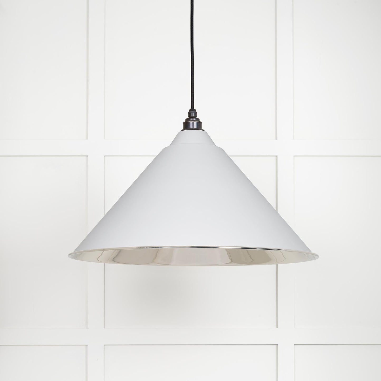 Smooth Nickel Hockley Pendant Light Flock, Front Side.