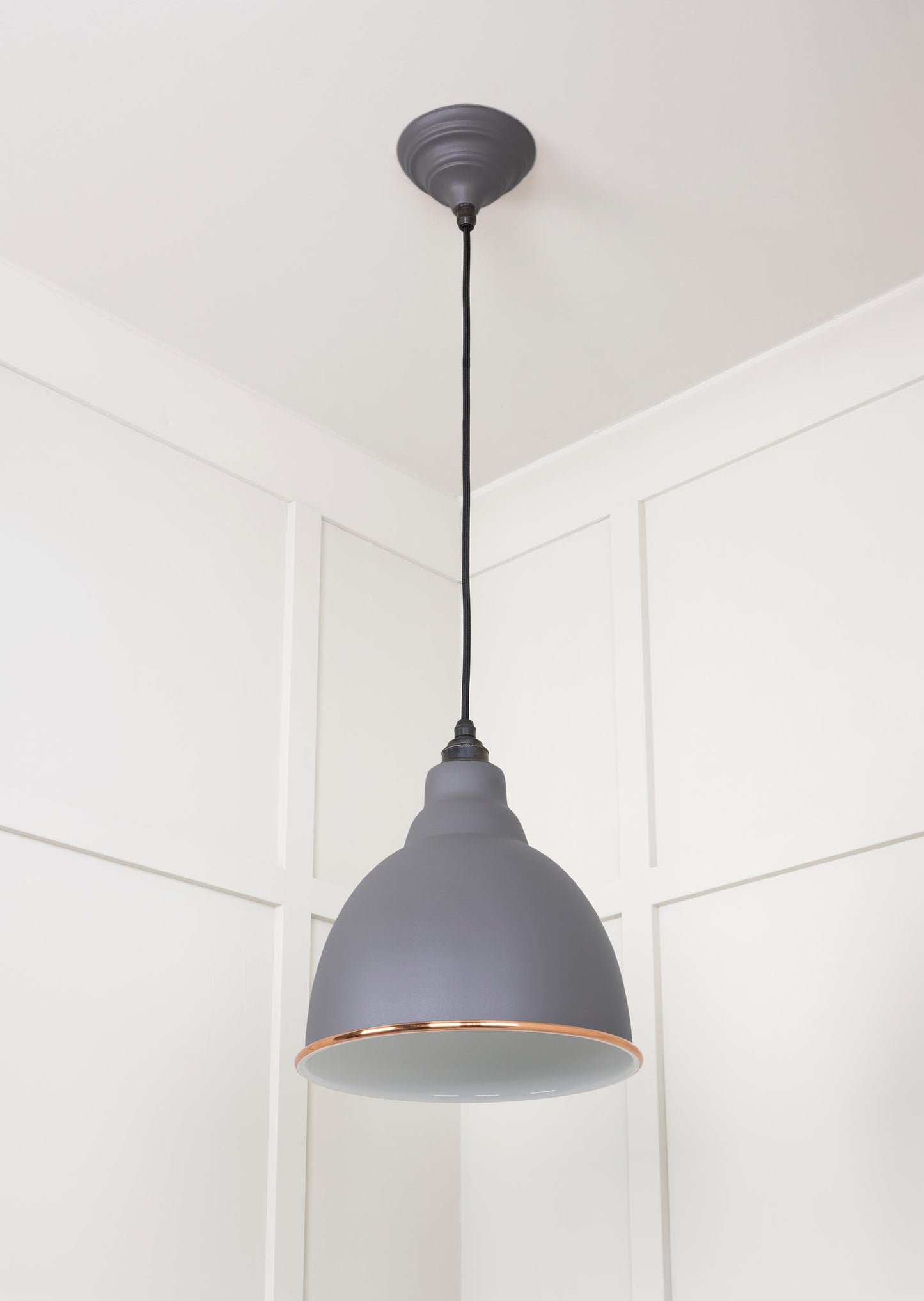 White Gloss Brindley Pendant Light Bluff, Underside.