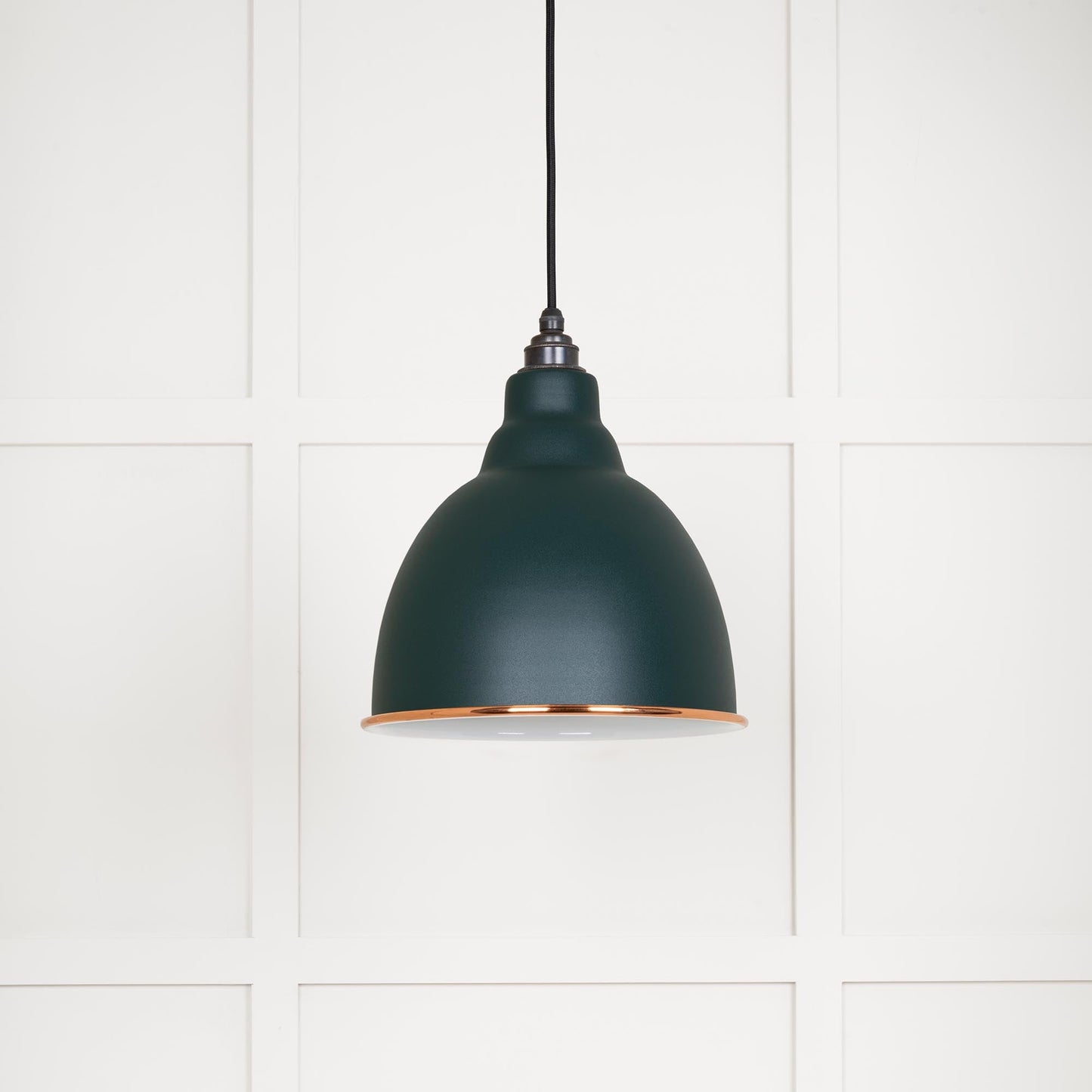 White Gloss Brindley Pendant Light Dingle, Front Side.