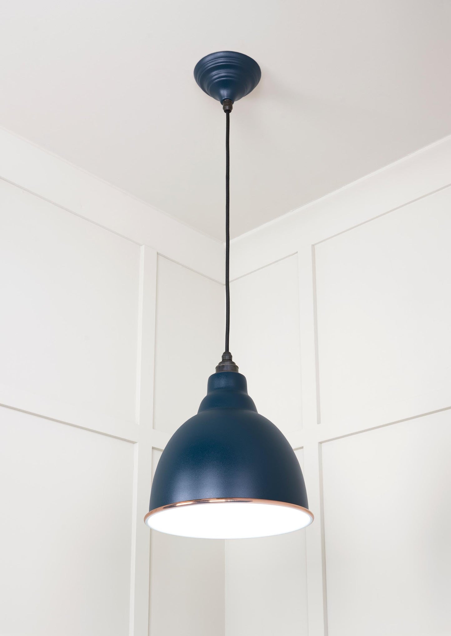 White Gloss Brindley Pendant Light Dusk, Underside.