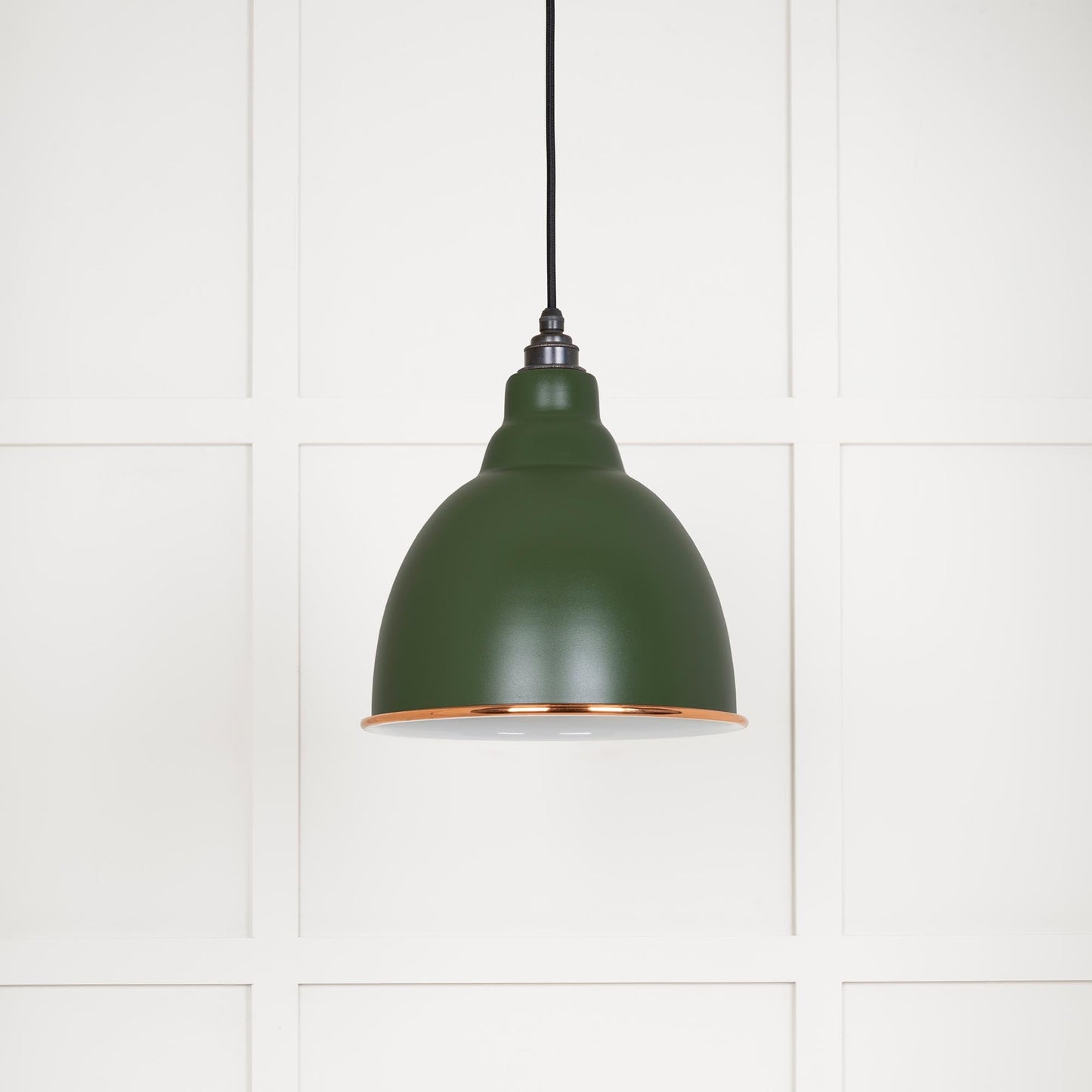 White Gloss Brindley Pendant Light Heath, Front Side.