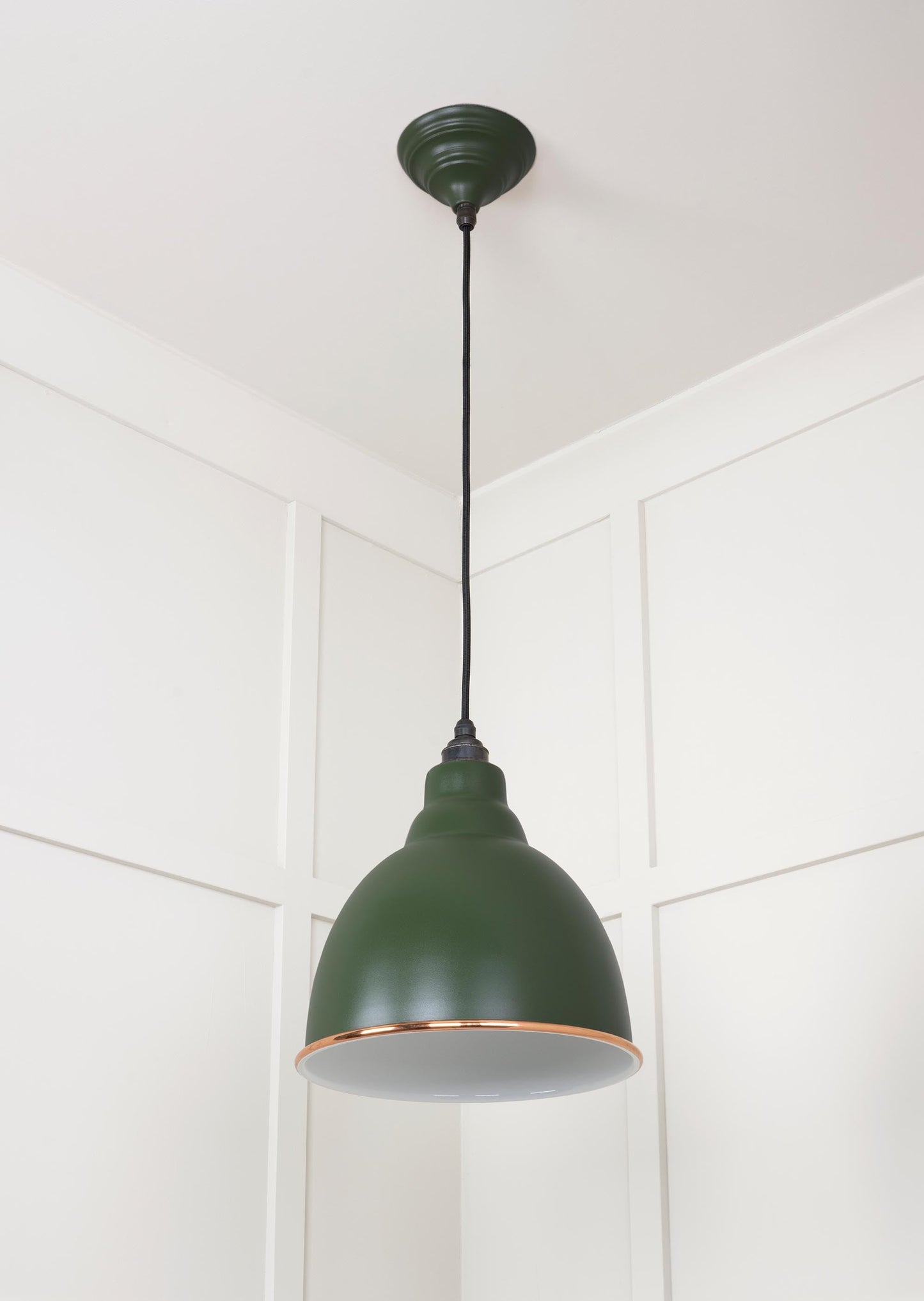 White Gloss Brindley Pendant Light Heath, Underside.