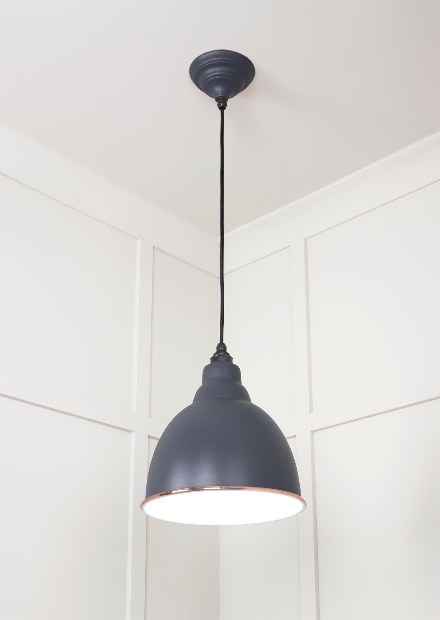 White Gloss Brindley Pendant Light Slate, Underside.
