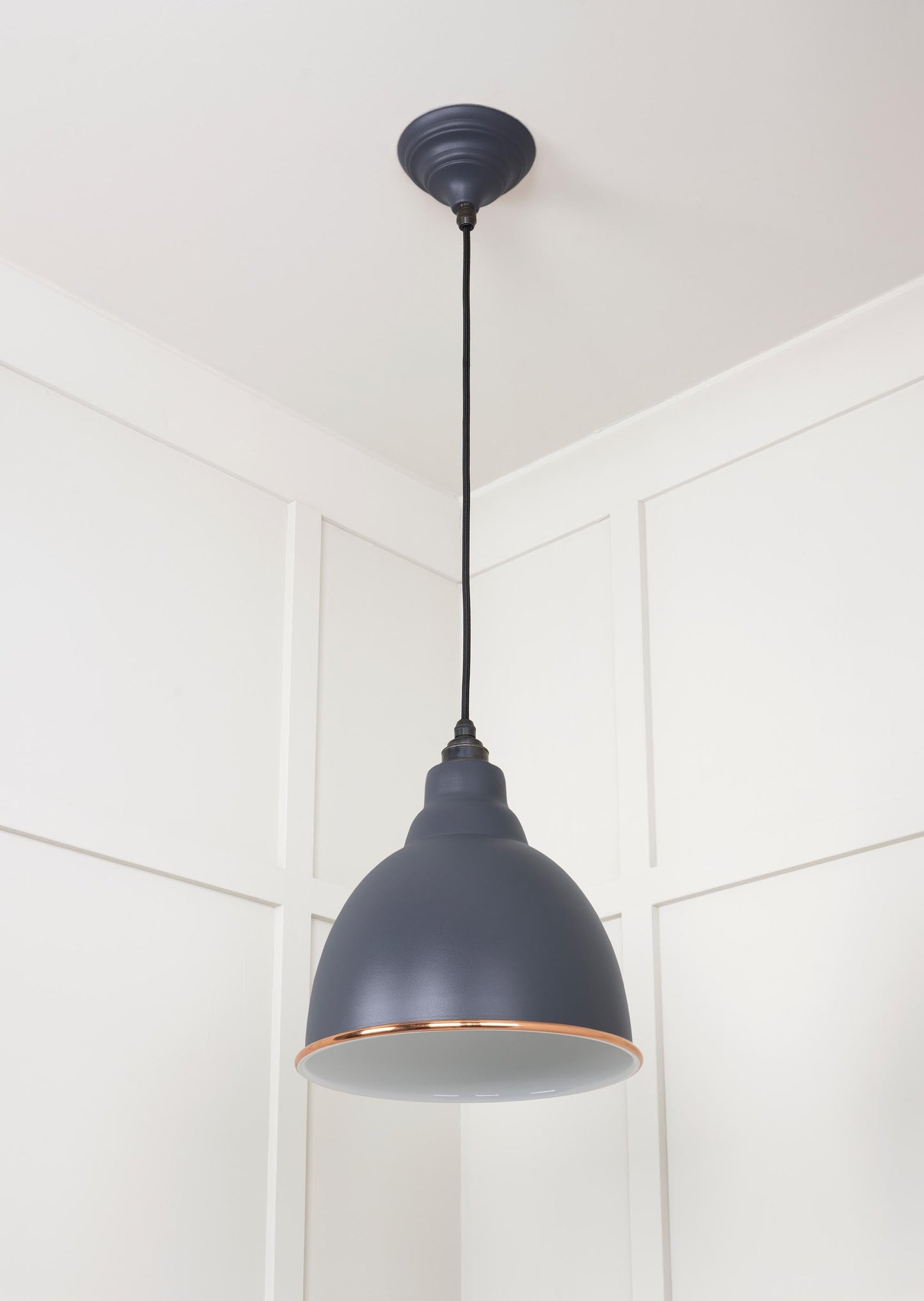 White Gloss Brindley Pendant Light Slate, Underside.