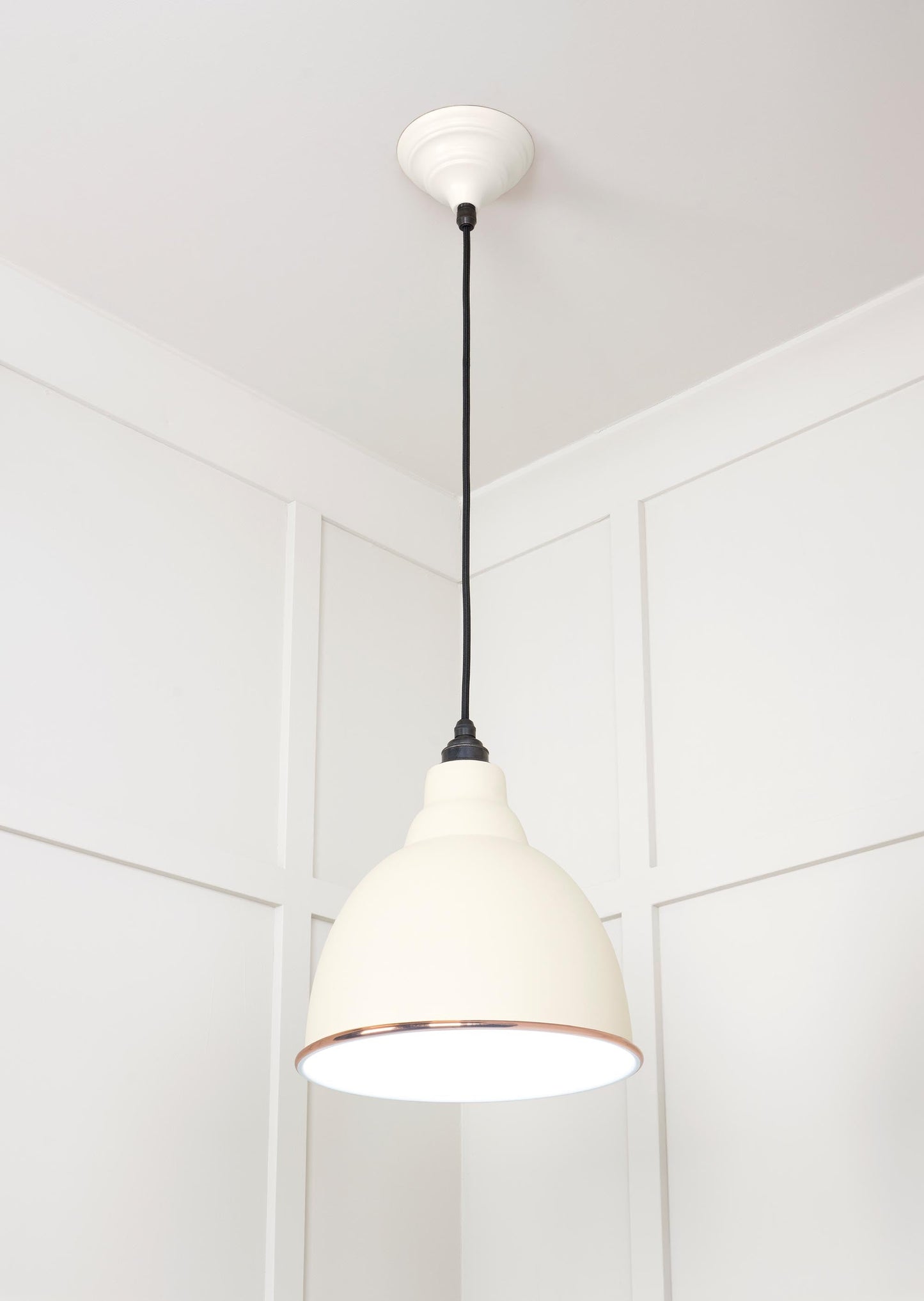 White Gloss Brindley Pendant Light Teasel, Underside.