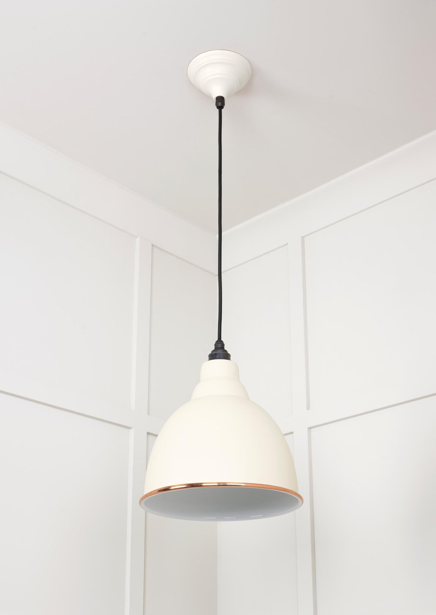 White Gloss Brindley Pendant Light Teasel, Underside.