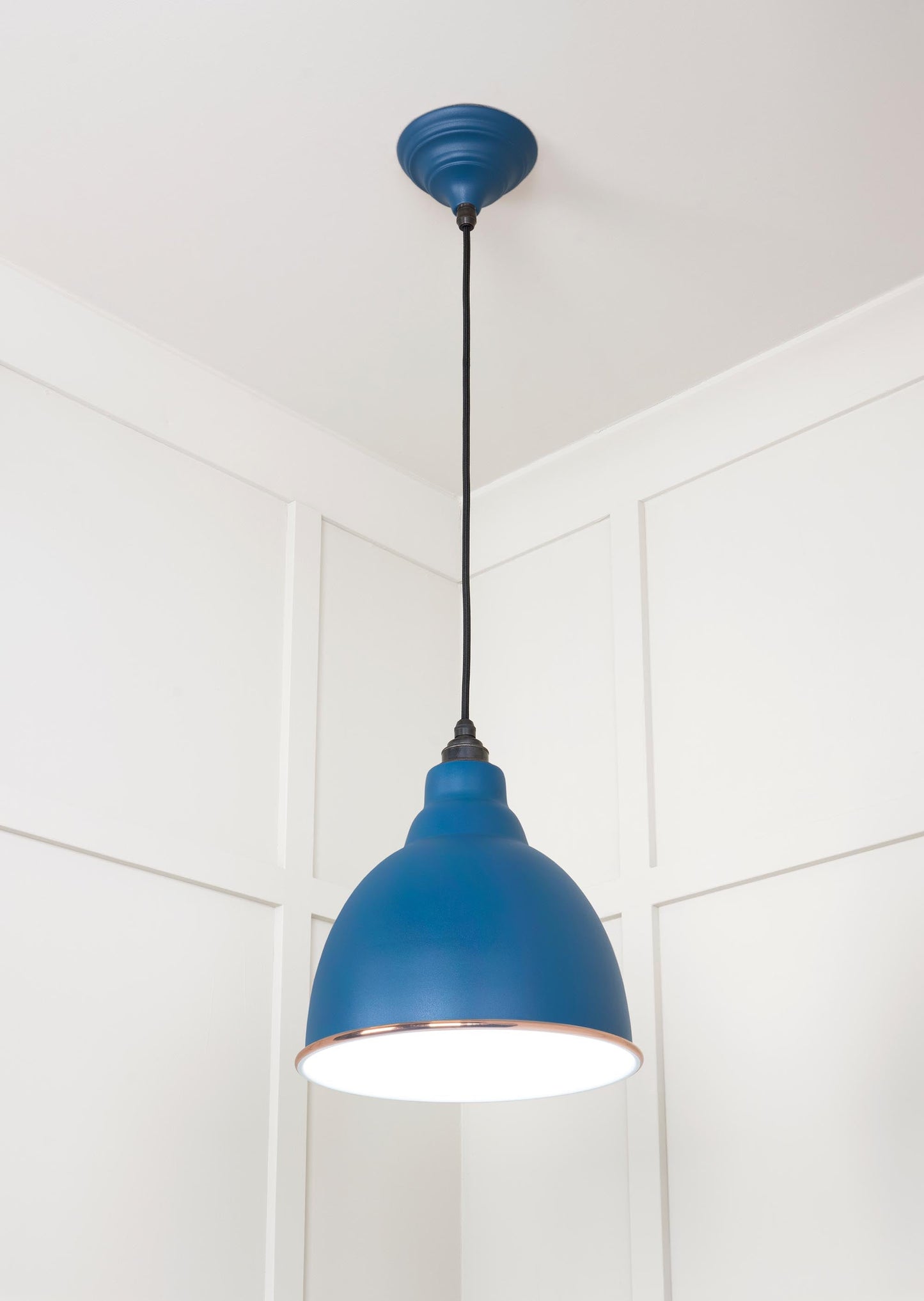 White Gloss Brindley Pendant Light Upstream, Underside.