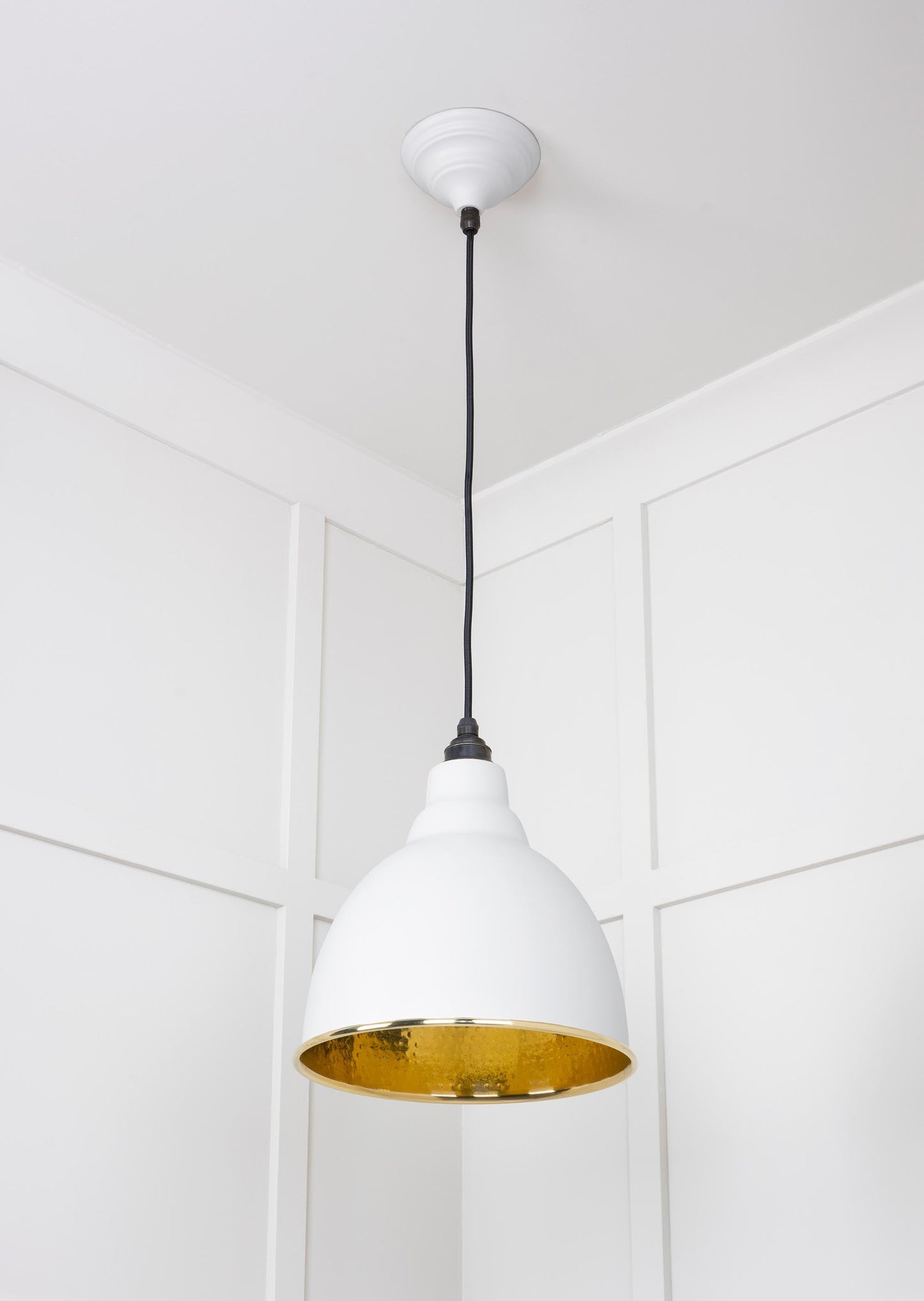 Hammered Brass Brindley Pendant Light Flock, Underside.