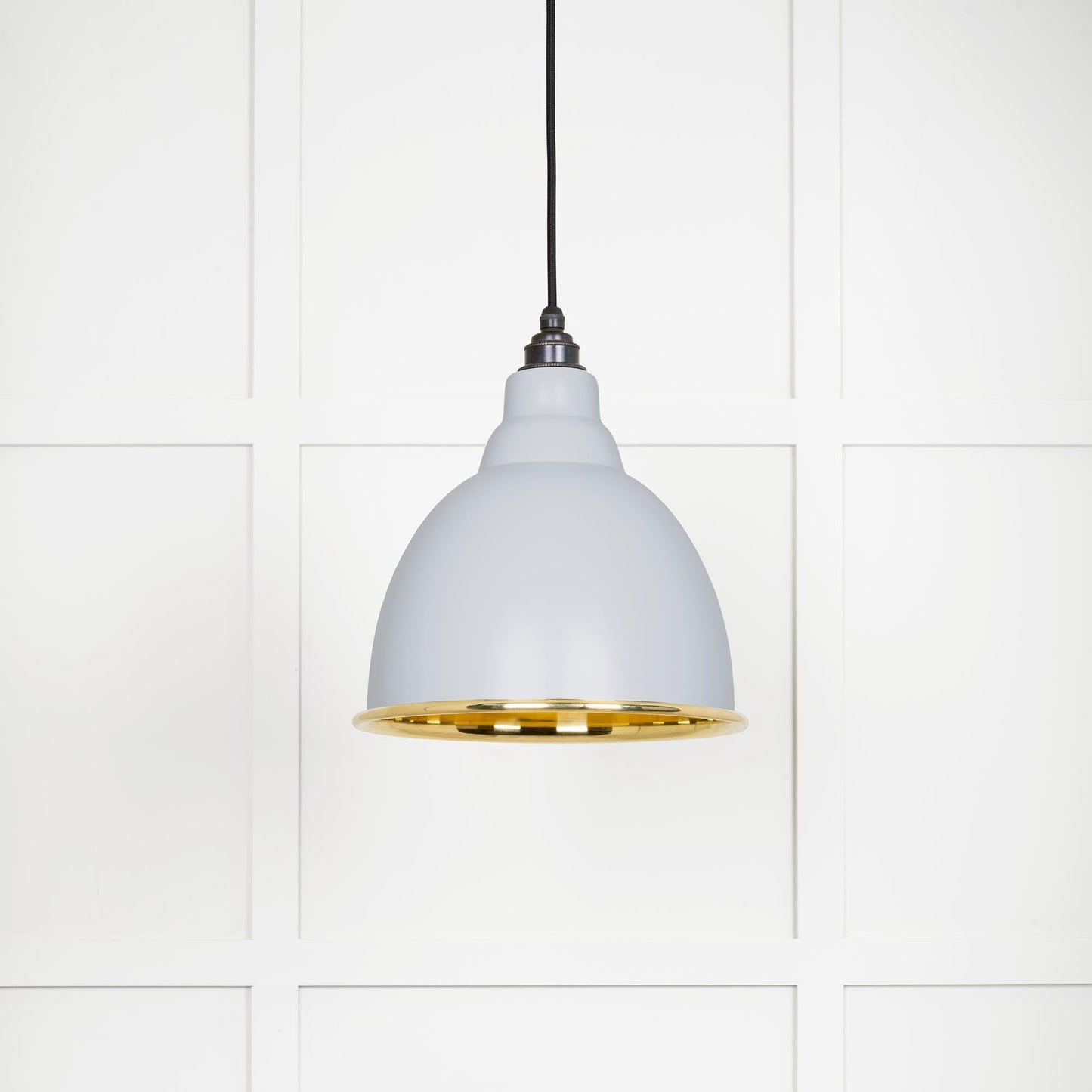 Smooth Brass Brindley Pendant Light Birch, Front Side.