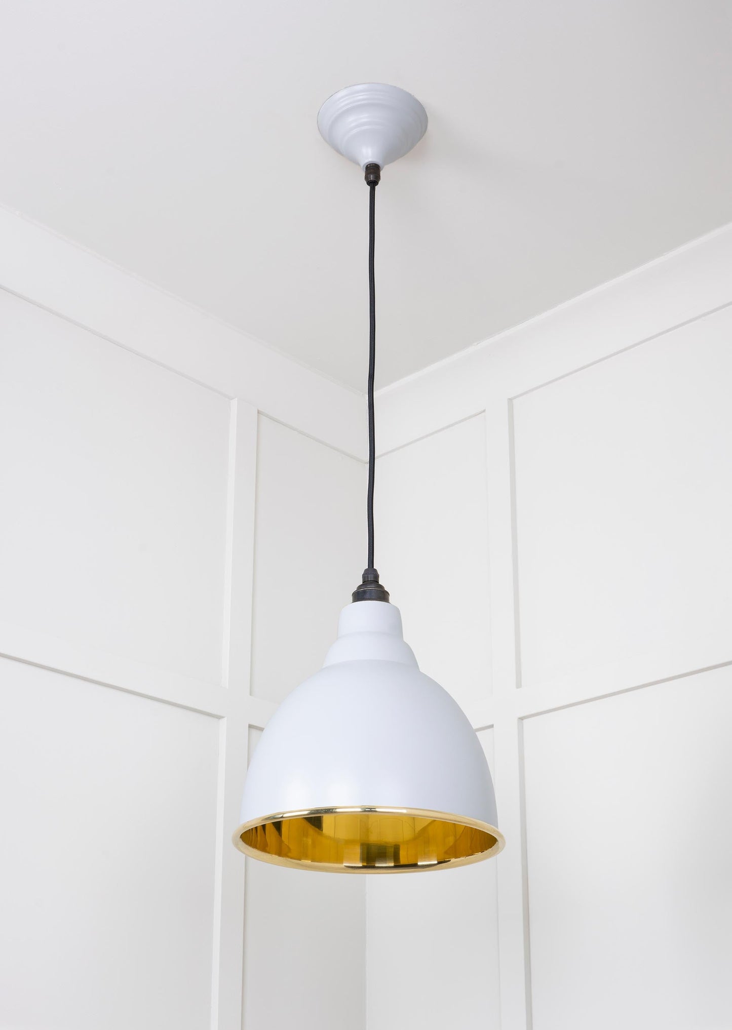 Smooth Brass Brindley Pendant Light Birch, Underside.
