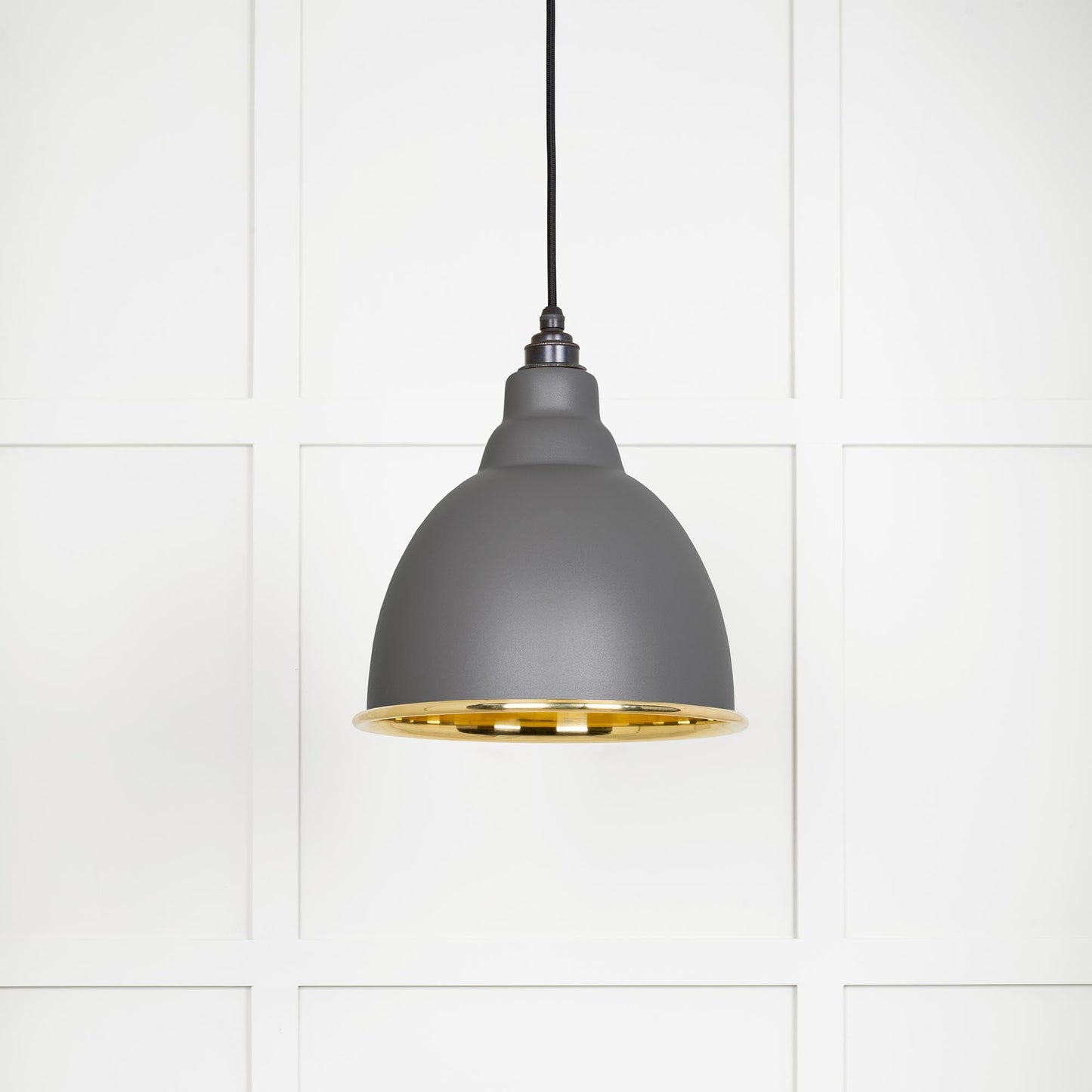 Smooth Brass Brindley Pendant Light Bluff, Front Side.