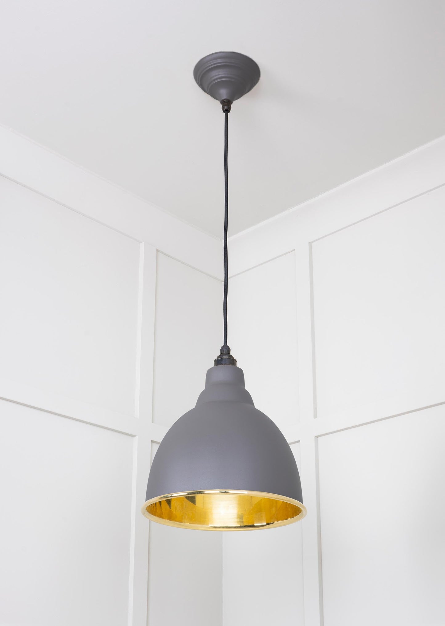 Smooth Brass Brindley Pendant Light Bluff, Underside.