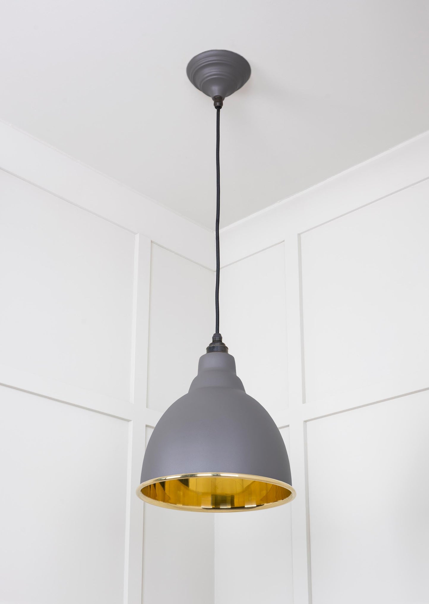 Smooth Brass Brindley Pendant Light Bluff, Underside.