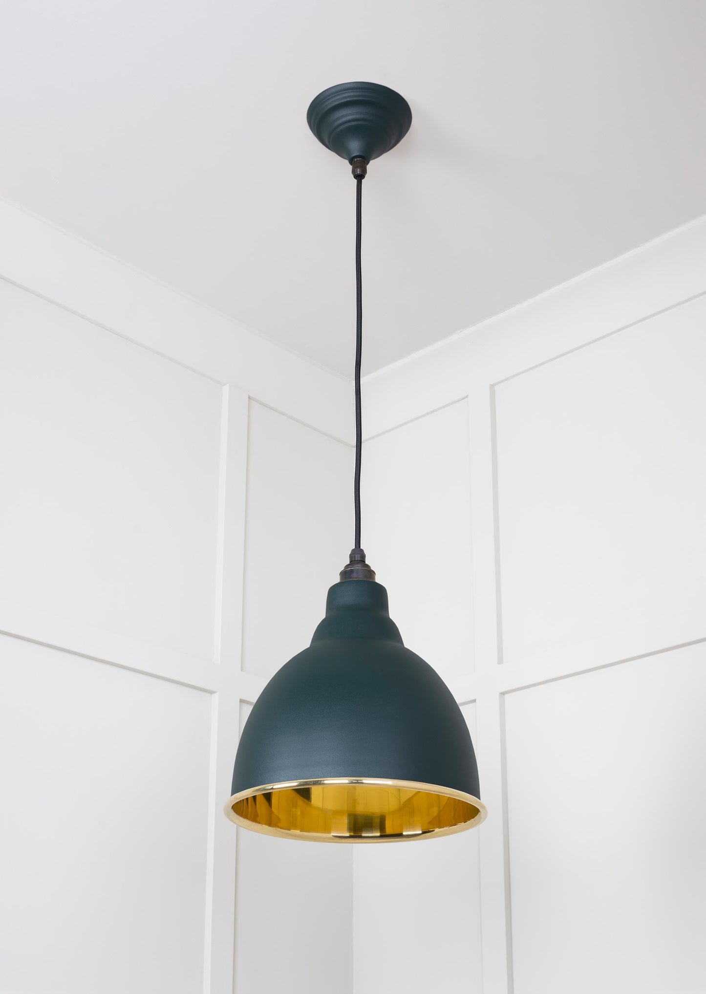 Smooth Brass Brindley Pendant Light Dingle, Underside.