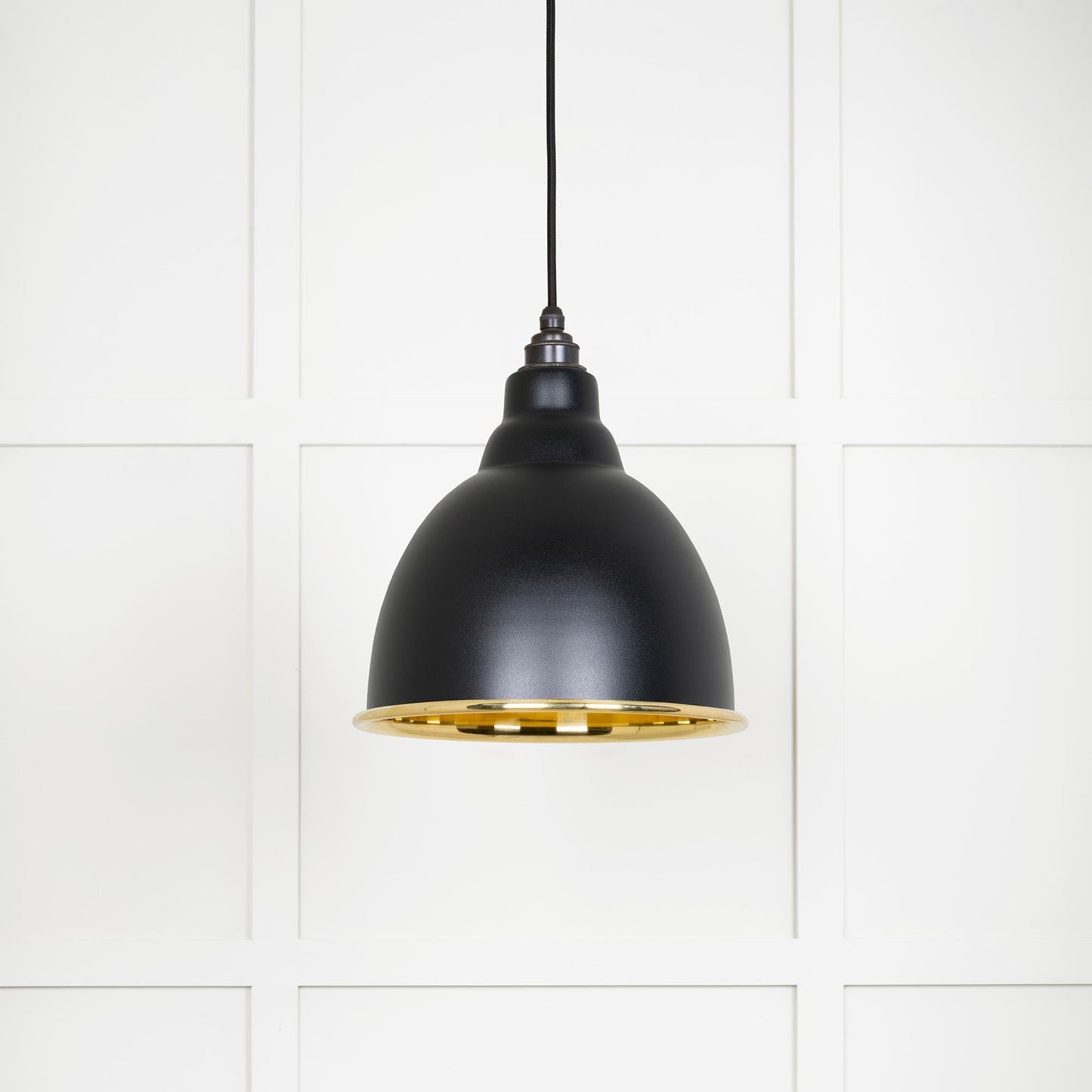 Smooth Brass Brindley Pendant Light Elan Black, Front Side.