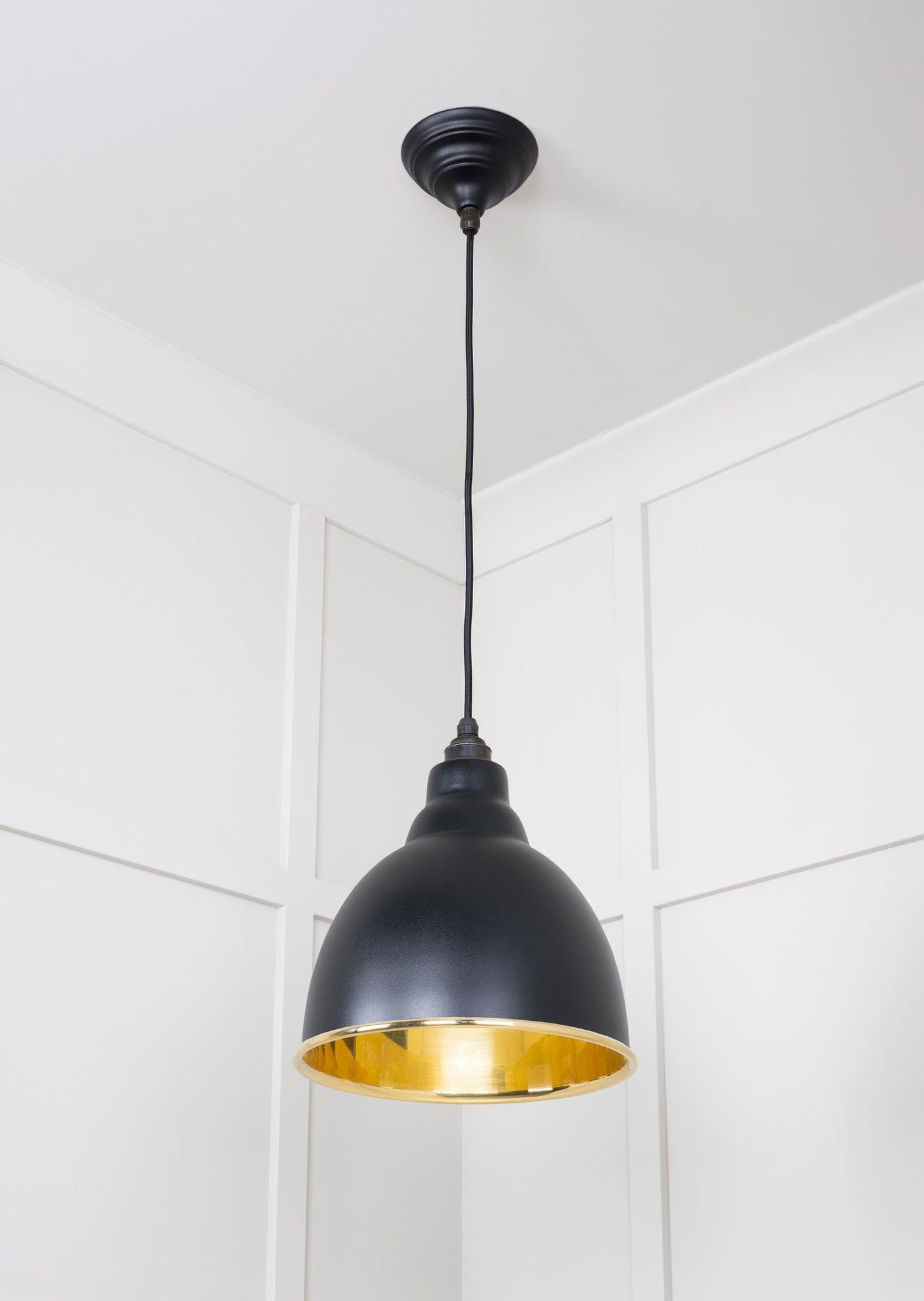 Smooth Brass Brindley Pendant Light Elan Black, Underside.