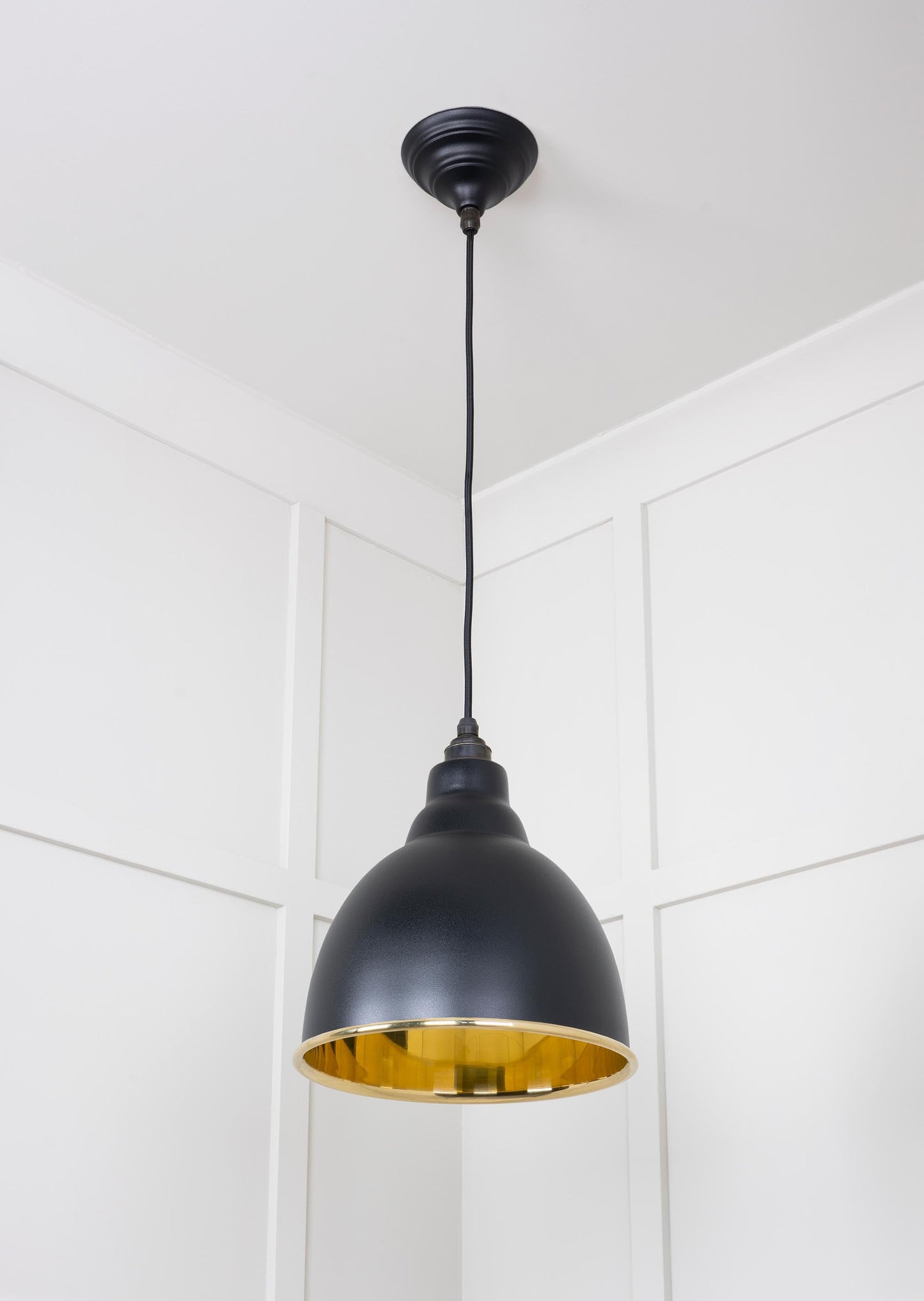 Smooth Brass Brindley Pendant Light Elan Black, Underside.