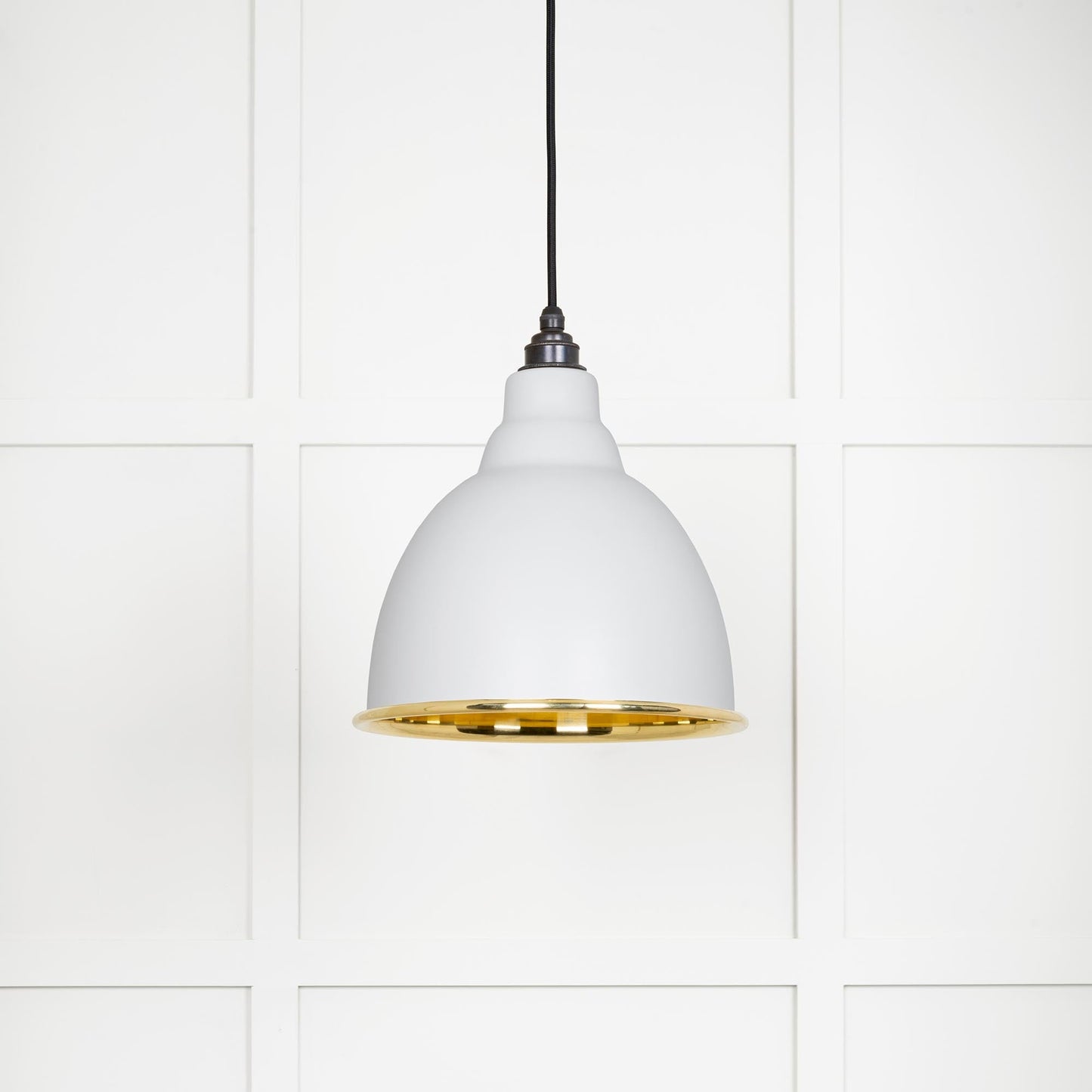 Smooth Brass Brindley Pendant Light Flock, Front Side.