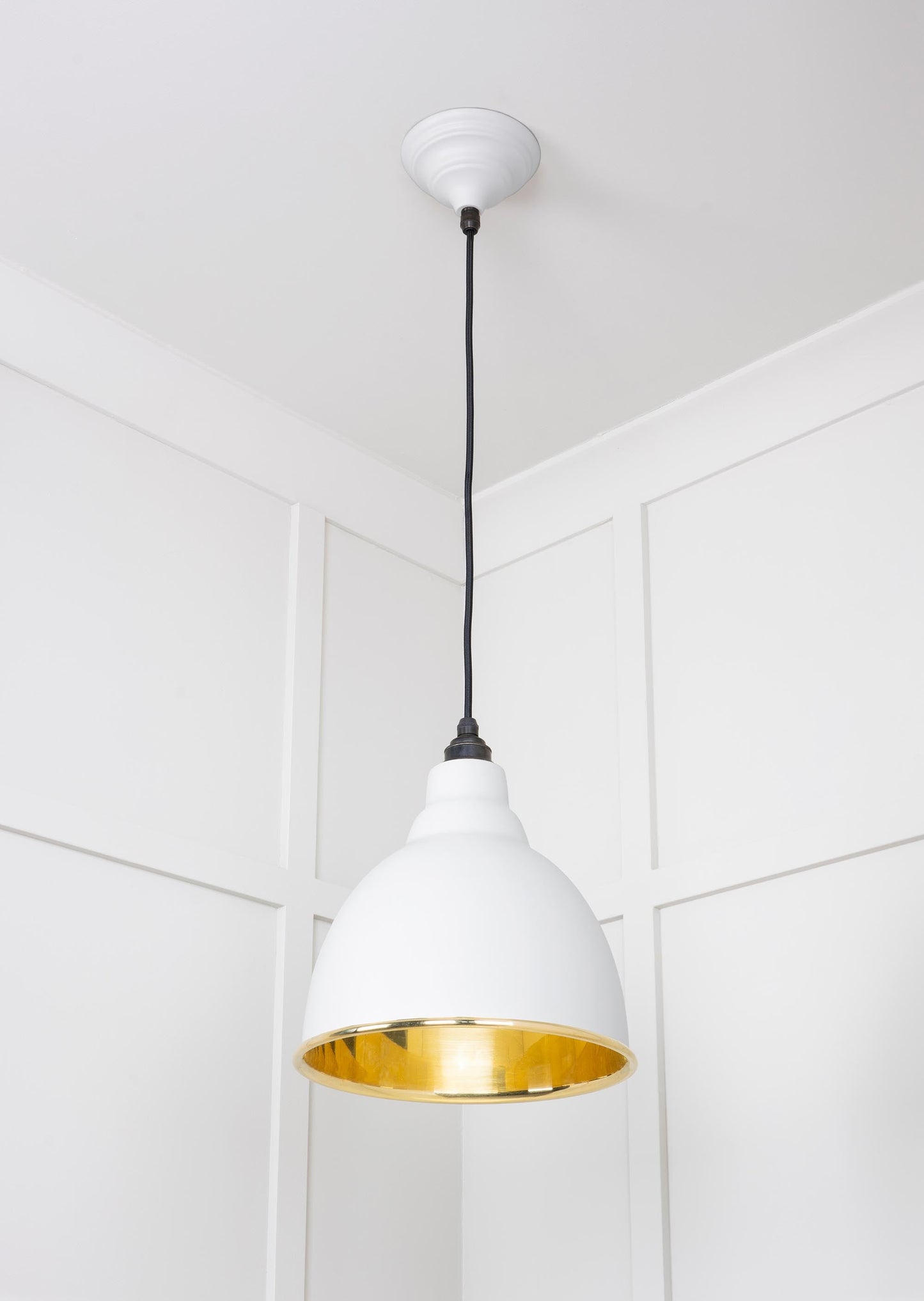 Smooth Brass Brindley Pendant Light Flock, Underside.