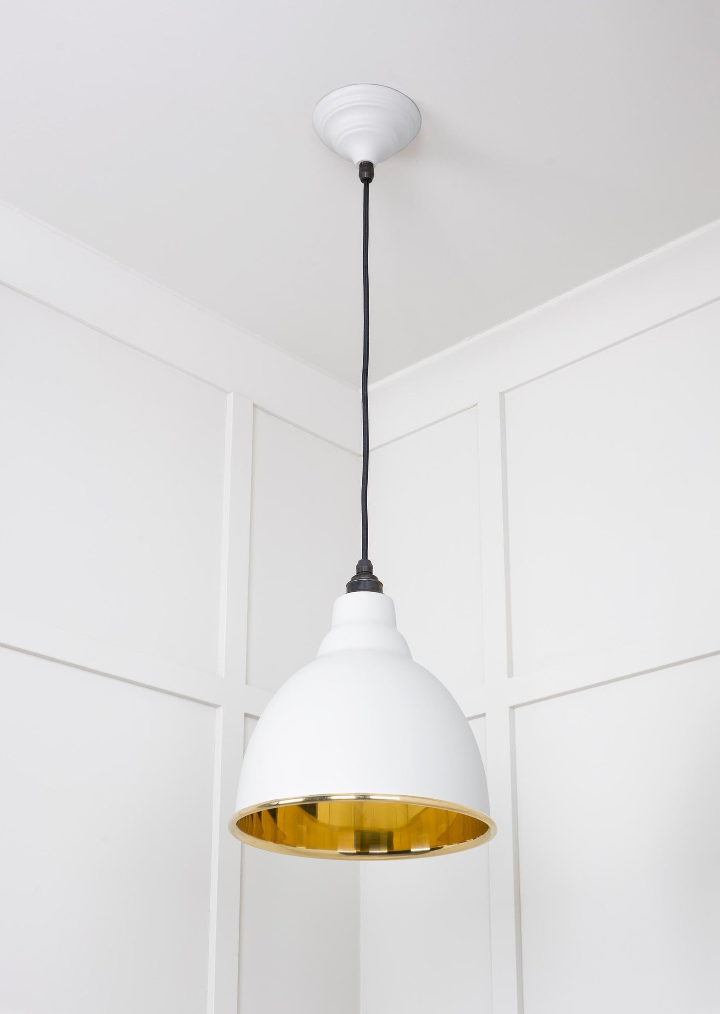 Smooth Brass Brindley Pendant Light Flock, Underside.
