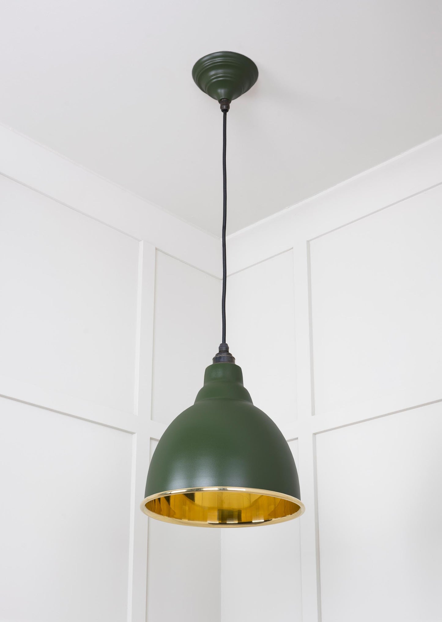 Smooth Brass Brindley Pendant Light Heath, Underside.