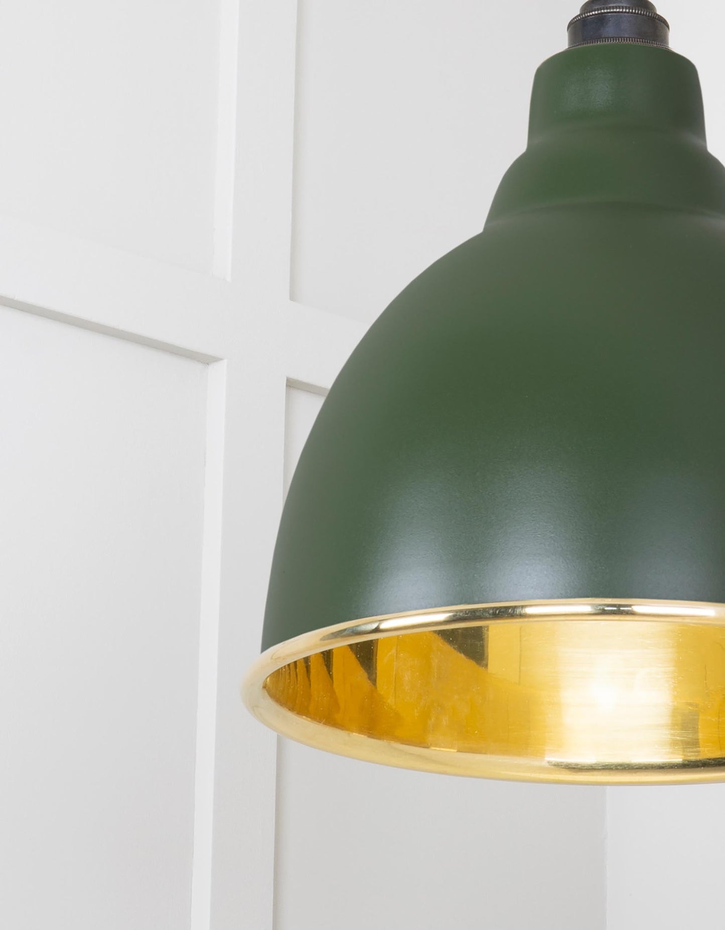 Smooth Brass Brindley Pendant Light Heath, Detailed close up view of pendant.