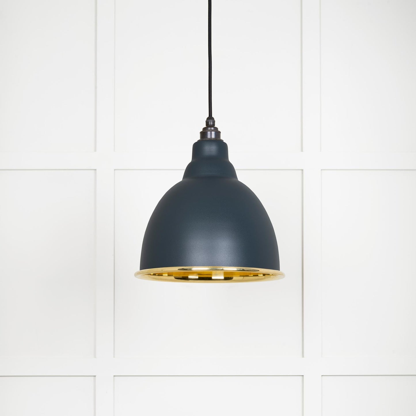 Smooth Brass Brindley Pendant Light Soot, Front Side.