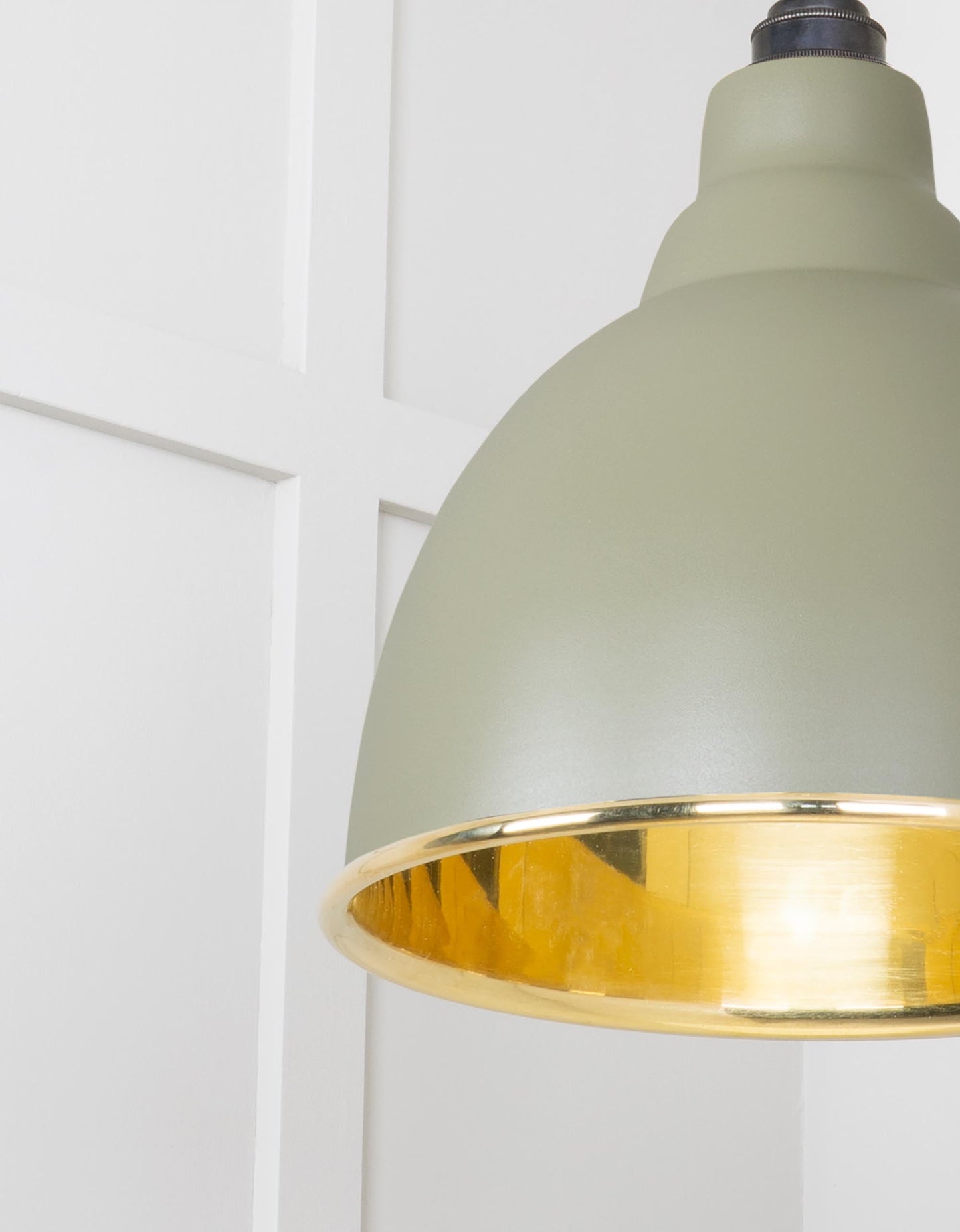 Smooth Brass Brindley Pendant Light Tump, Detailed close up view of pendant.