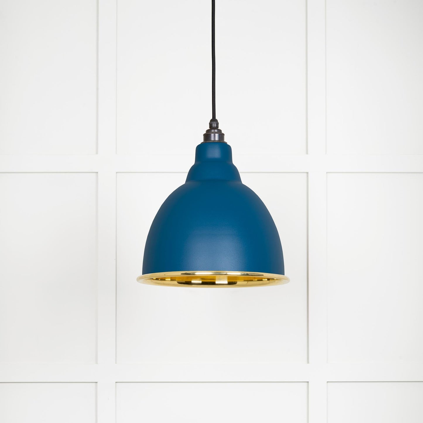 Smooth Brass Brindley Pendant Light Upstream, Front Side.