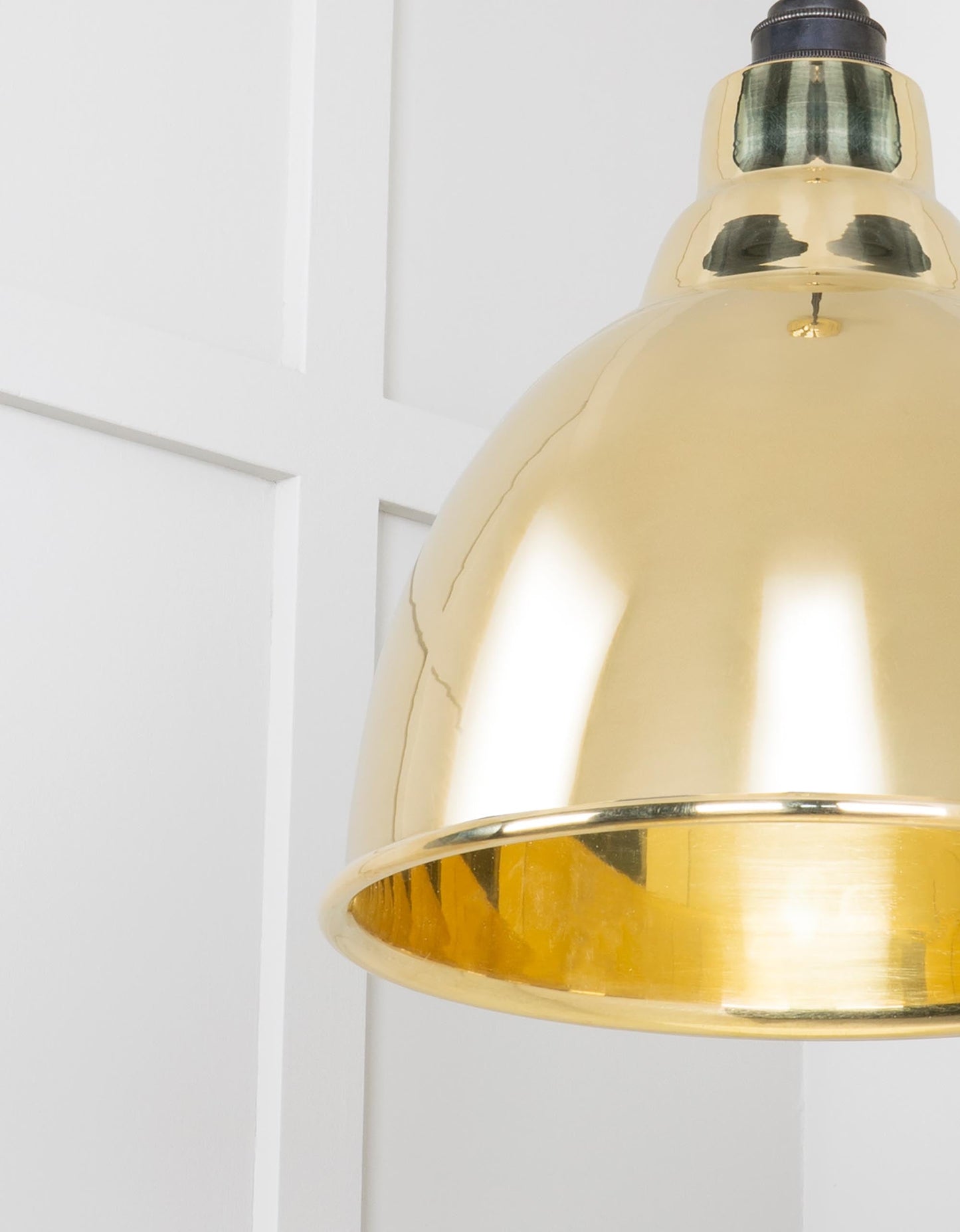Smooth Brass Brindley Pendant Light , Detailed close up view of pendant.