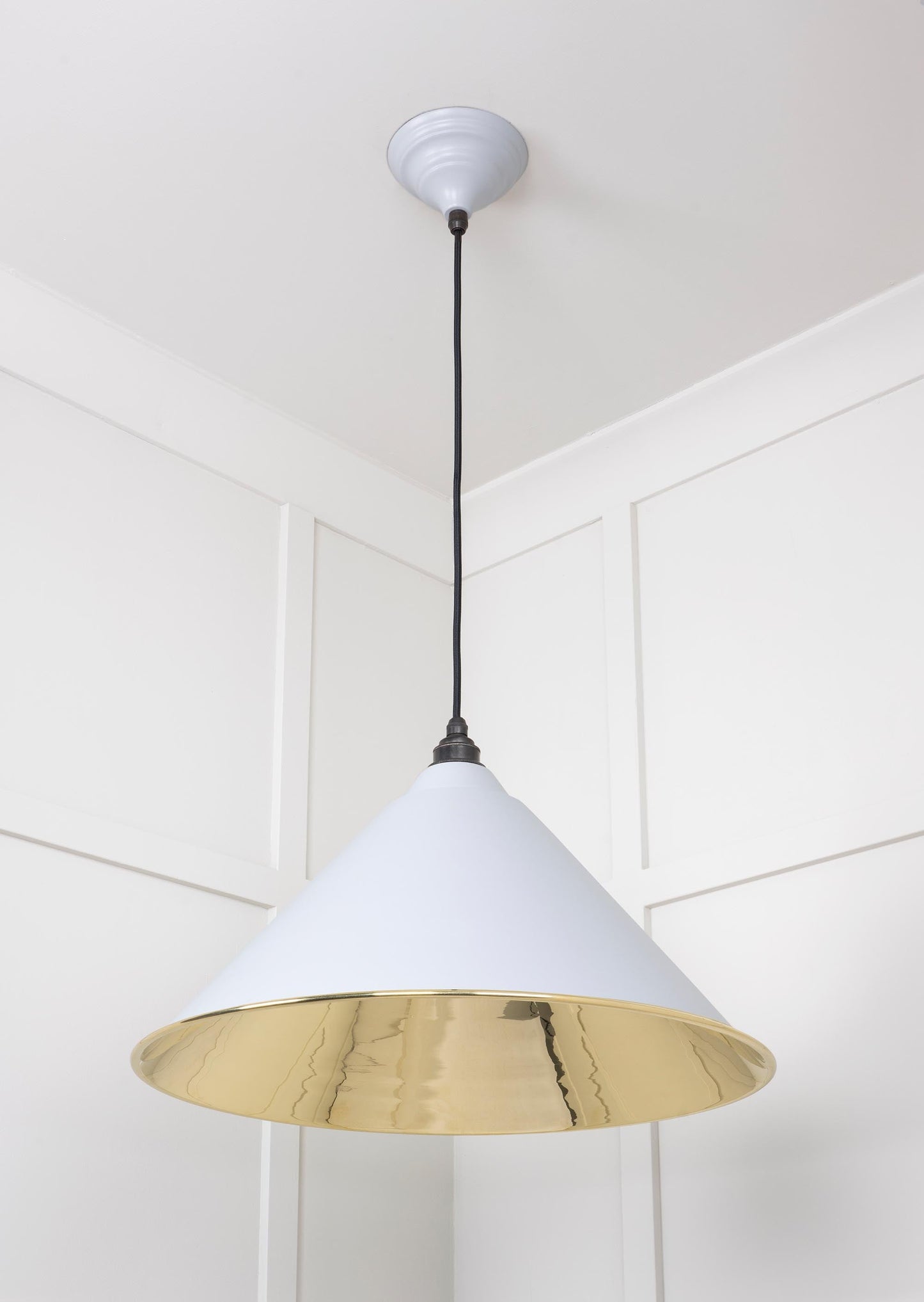 Smooth Brass Hockley Pendant Light Birch, Underside.