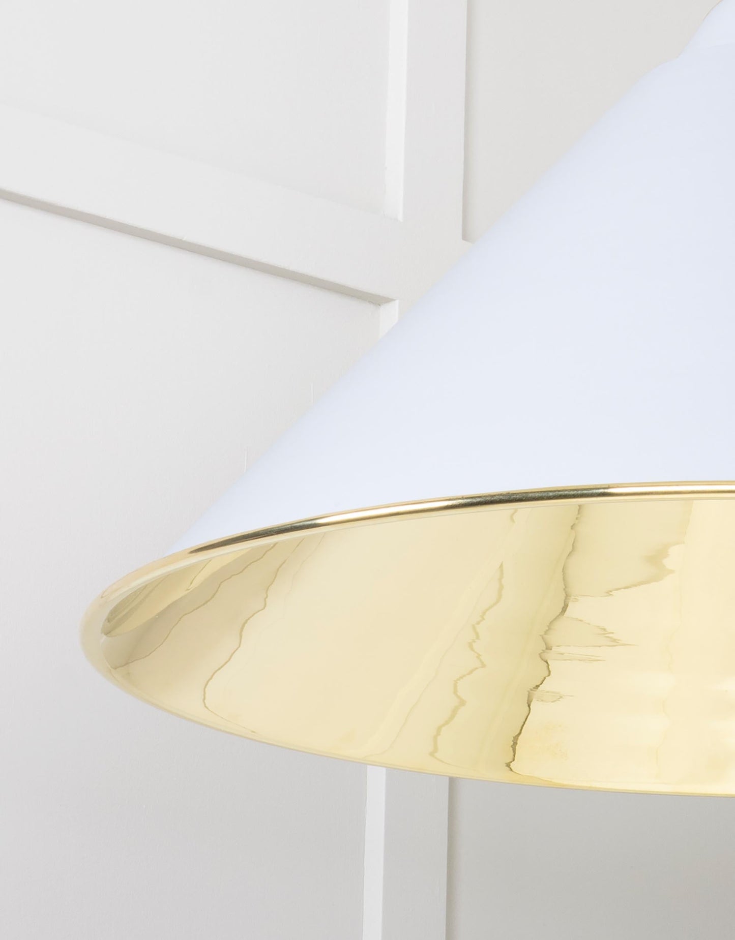 Smooth Brass Hockley Pendant Light Birch, Detailed close up view of pendant.